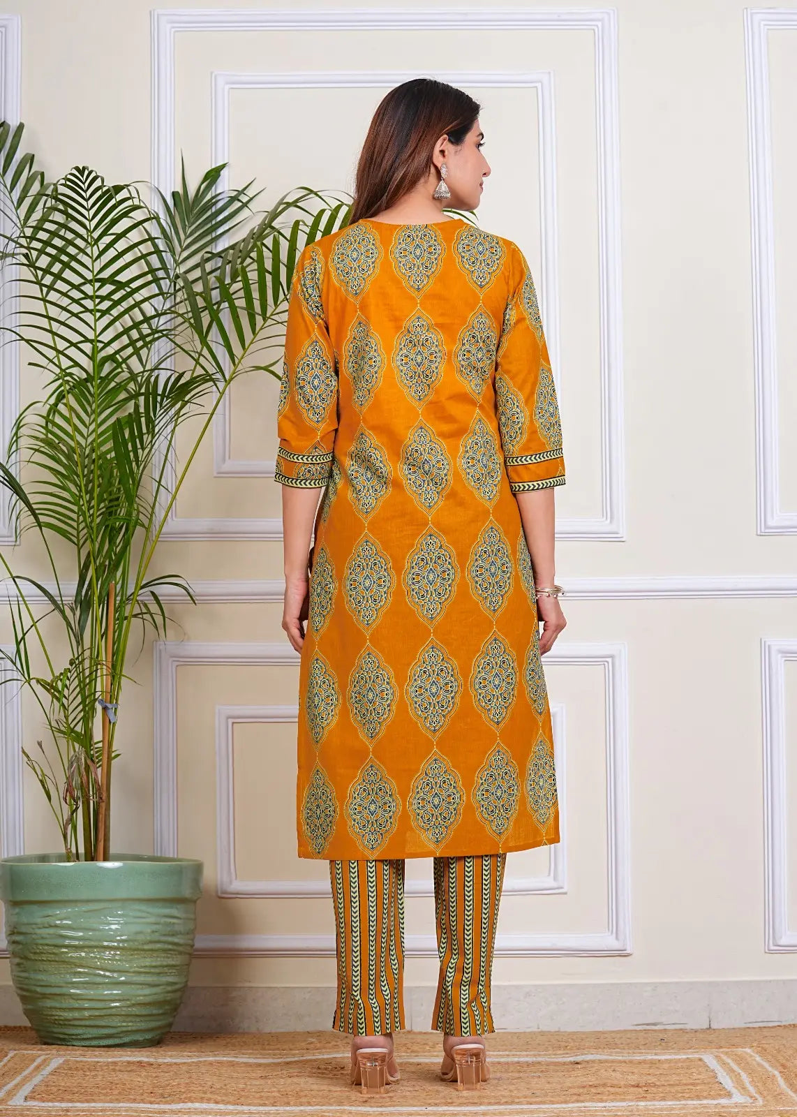 PURE SUPER COTTON 3-PIECE SUIT WITH DUPATTA (MUSTARD) SNV