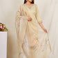 VISCOS TISSUE FABRIC  3-PIECE SUIT WITH DUPATTA (CREAM) SNV ##SP049