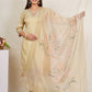 VISCOS TISSUE FABRIC  3-PIECE SUIT WITH DUPATTA (CREAM) SNV ##SP049