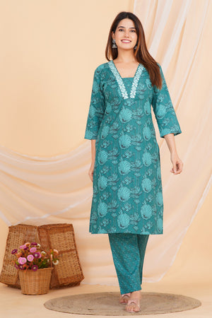 PURE SUPER COTTON 3-PIECE SUIT WITH DUPATTA (PEACOCK BLUE) ##SP050