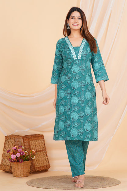 PURE SUPER COTTON 3-PIECE SUIT WITH DUPATTA (PEACOCK BLUE) ##SP050