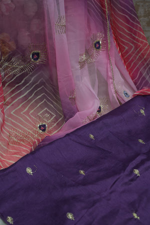MORPANKH DESIGN HANDWORKLEHERIYA SAREE (WITH CONTRAST BLOUSE) ##SR0256
