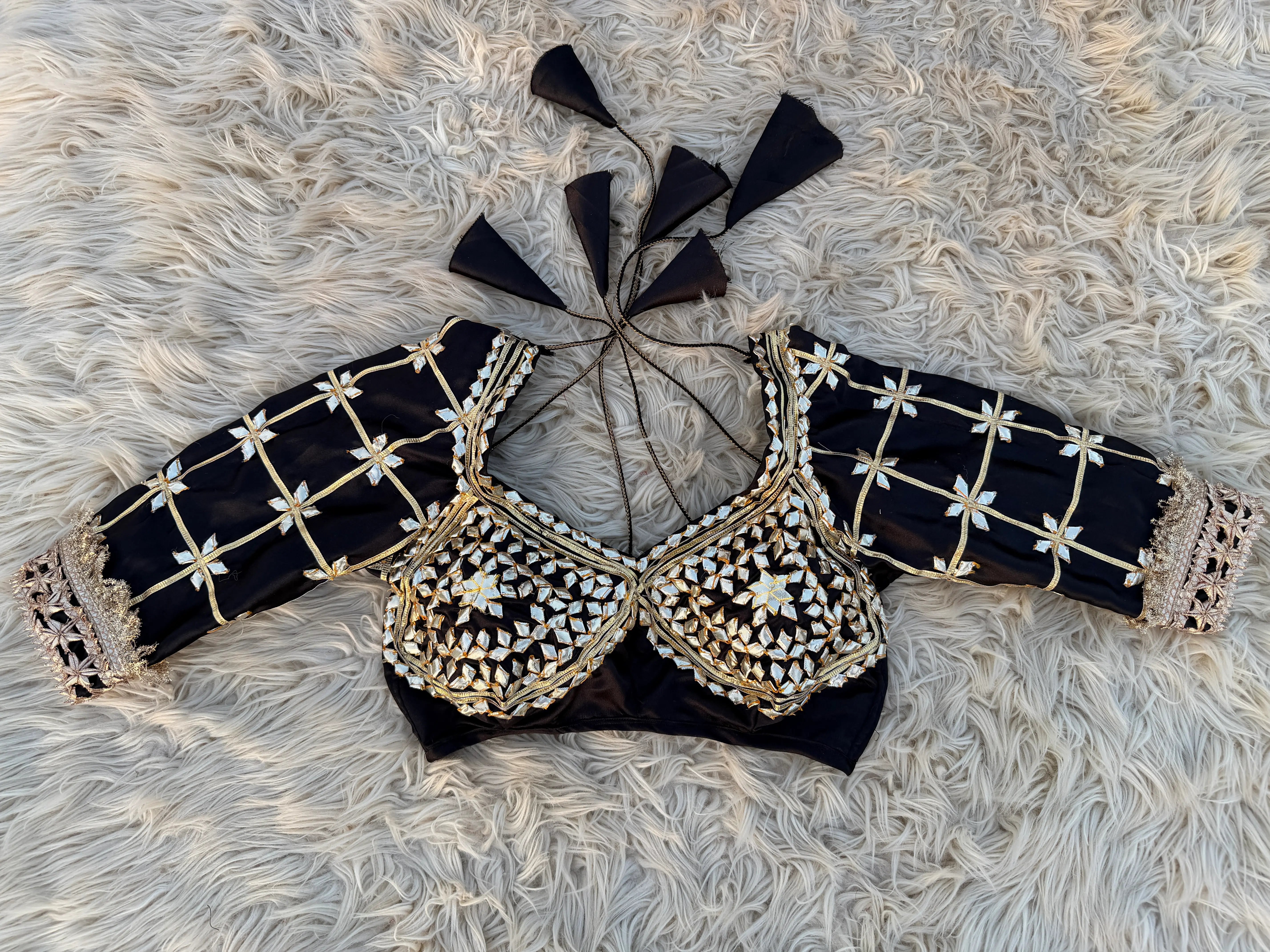 Badami Jharokha Rajasthani Angi Blouse with Kachi Gota Patti (PRE-BOOKING ITEM)