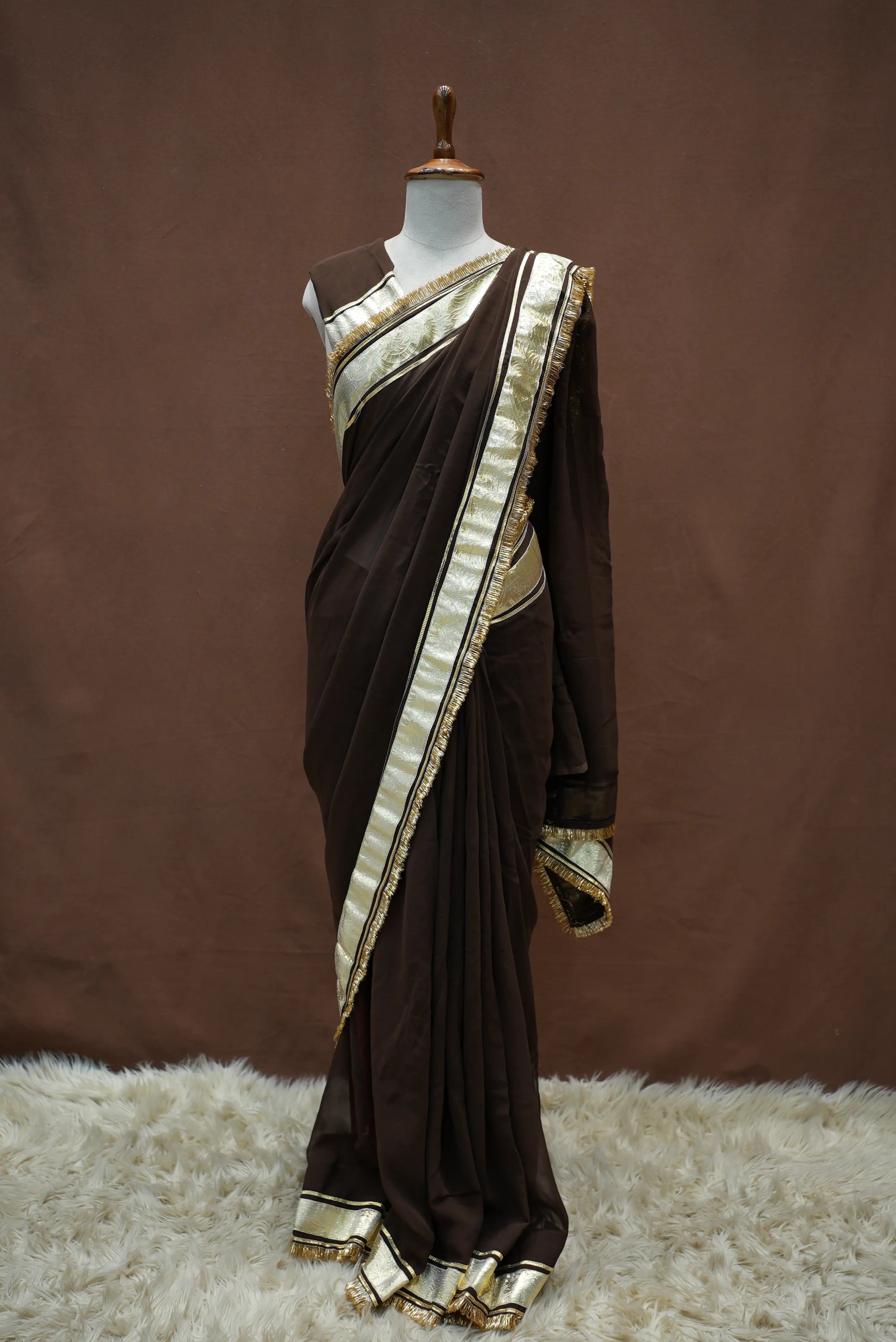 Festive Rajasthani Saree with Charkhi Gota Patti & Aangi Blouse