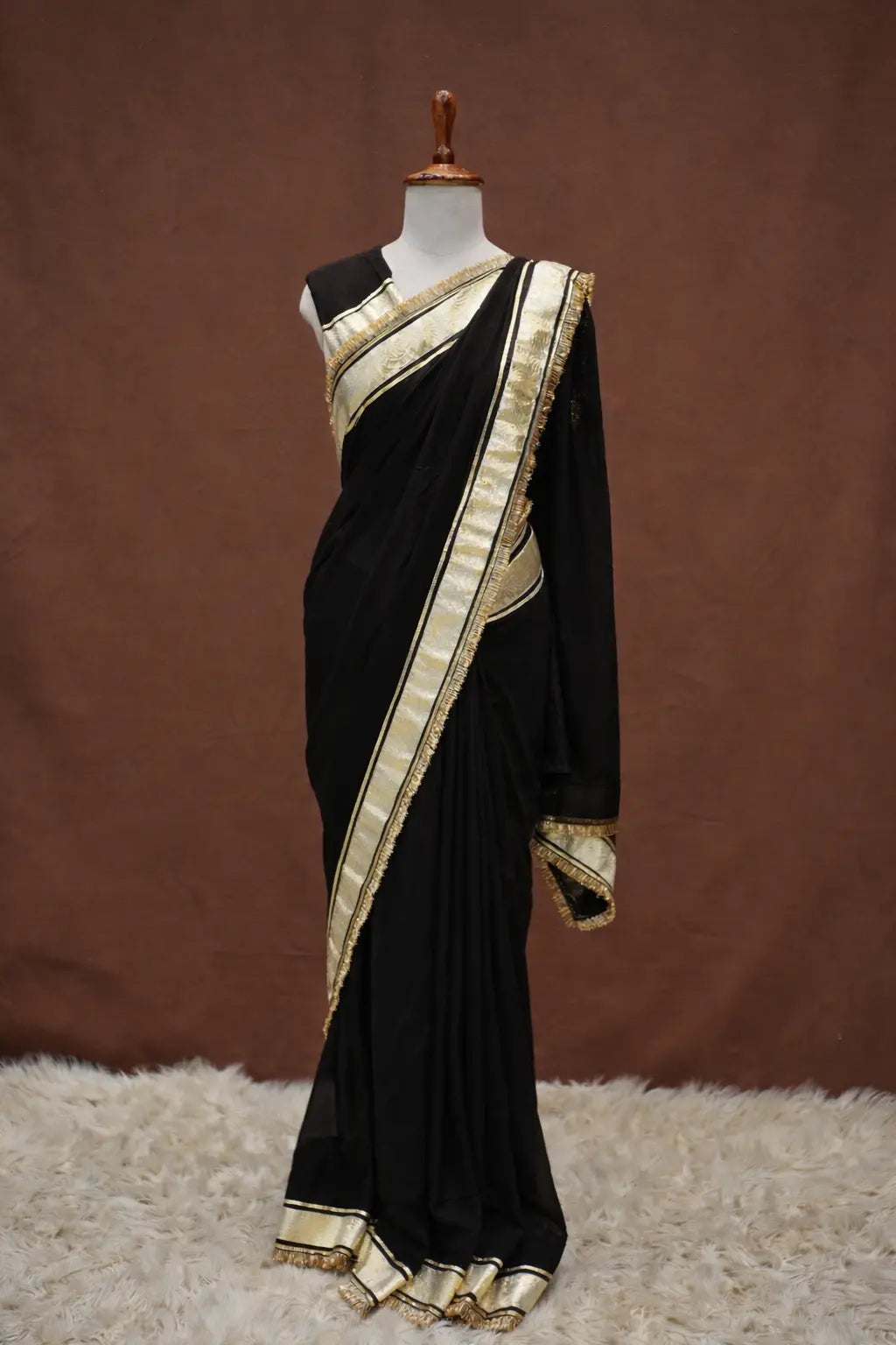 Festive Rajasthani Saree with Charkhi Gota Patti & Aangi Blouse