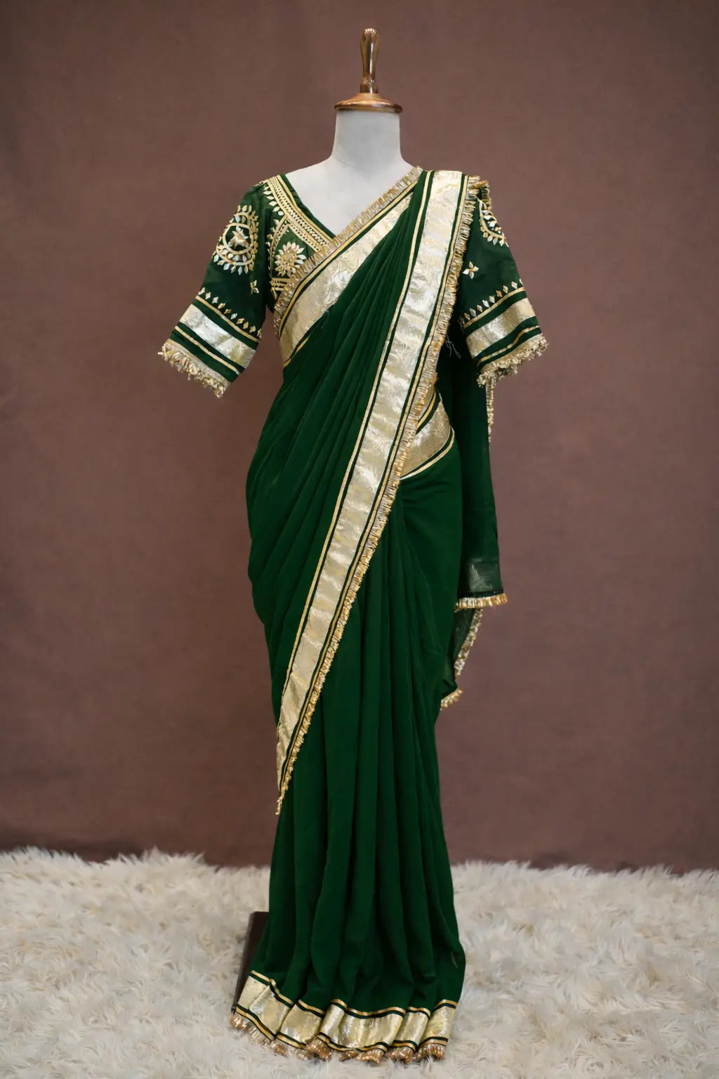 Festive Rajasthani Saree with Charkhi Gota Patti & Aangi Blouse