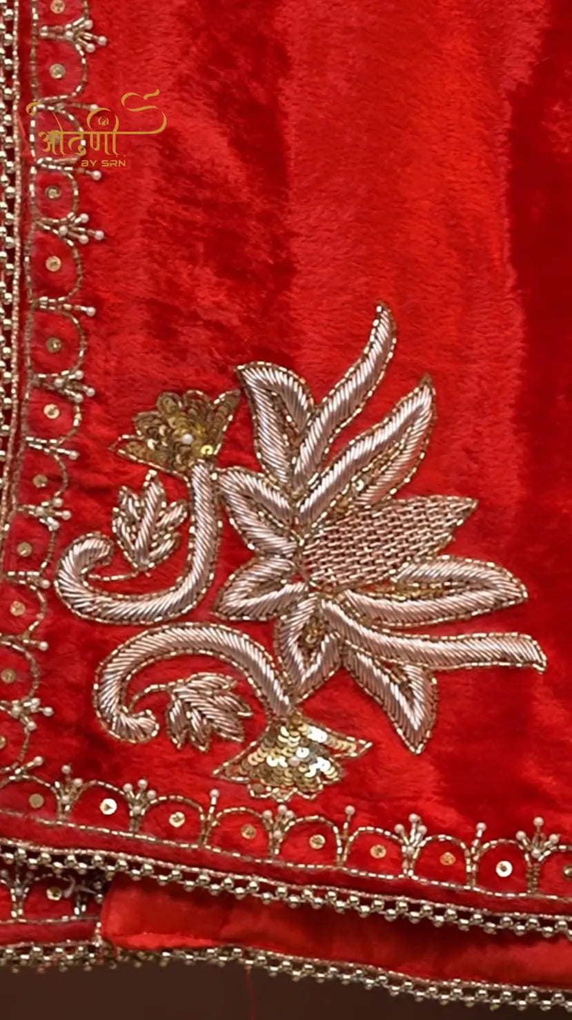 Silk Velvet Handwork Shawl with Lotus & Mandala Print