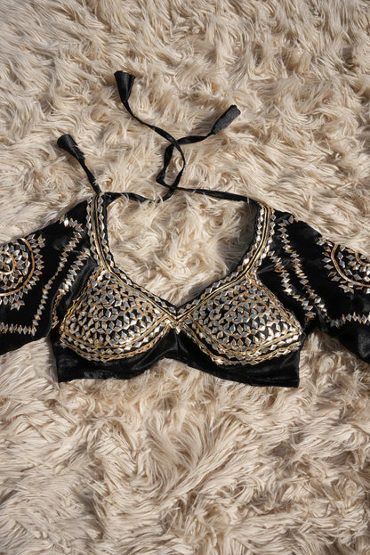 ROOHANI RAT RAJASTHANI ANGI BLOUSE WITH UPPADA SILK FABRIC WITH NAYLA WORK (PRE-BOOKING ITEM)  ##HB121