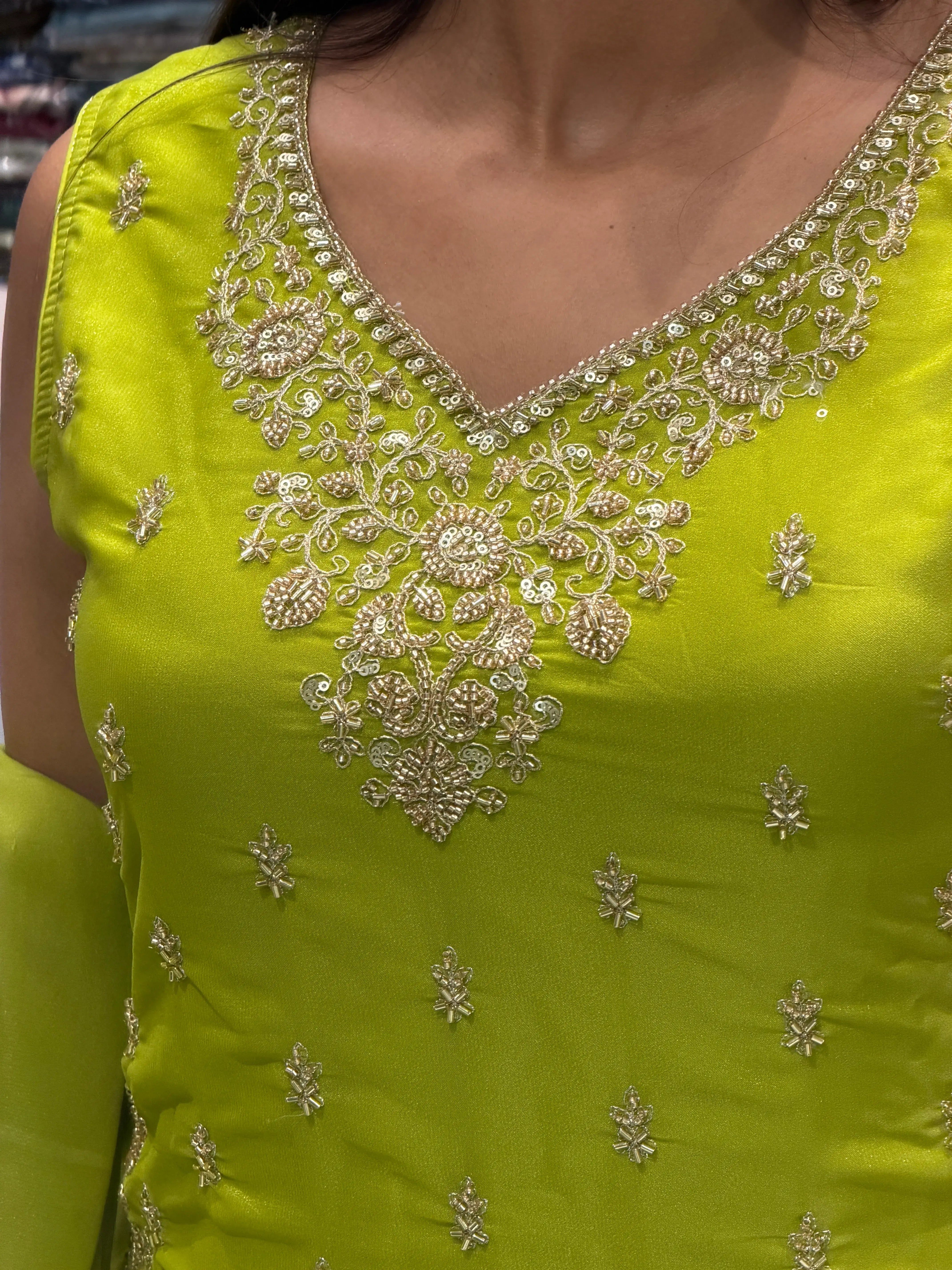 Mehendi Green Designer Sharara Set with Heavy Zari Handwork With Dupatta