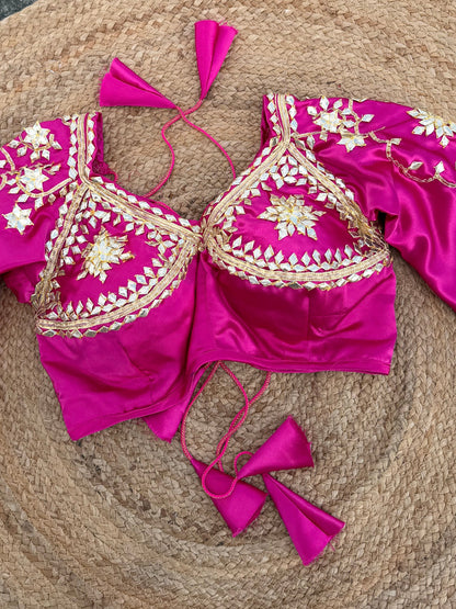 RAJASTHANI ANGI BLOUSE WITH GOTA PATTI HANDWORK ON SATIN FABRIC  ##HB055