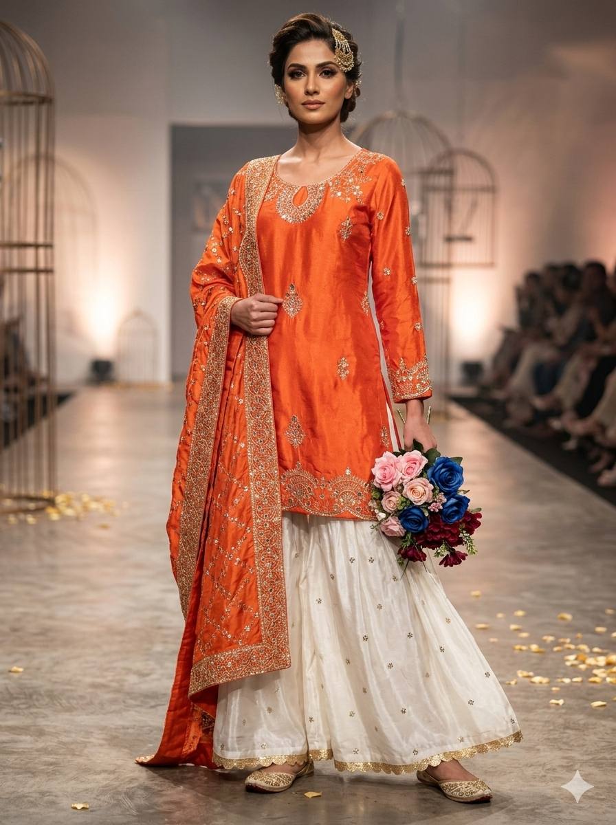Premium Chinon Silk Heavy Embroidered Top Palazzo & Dupatta Set