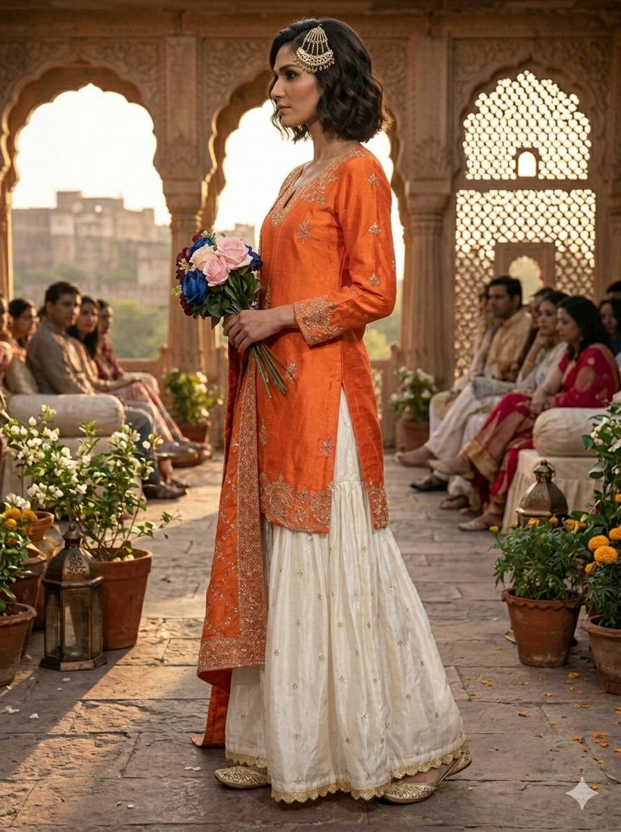 Premium Chinon Silk Heavy Embroidered Top Palazzo & Dupatta Set