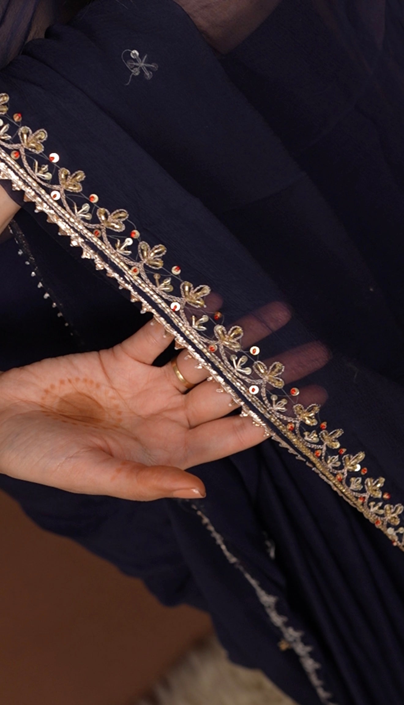 Pure Chiffon Saree with Zardosi Handwork (With Blouse)