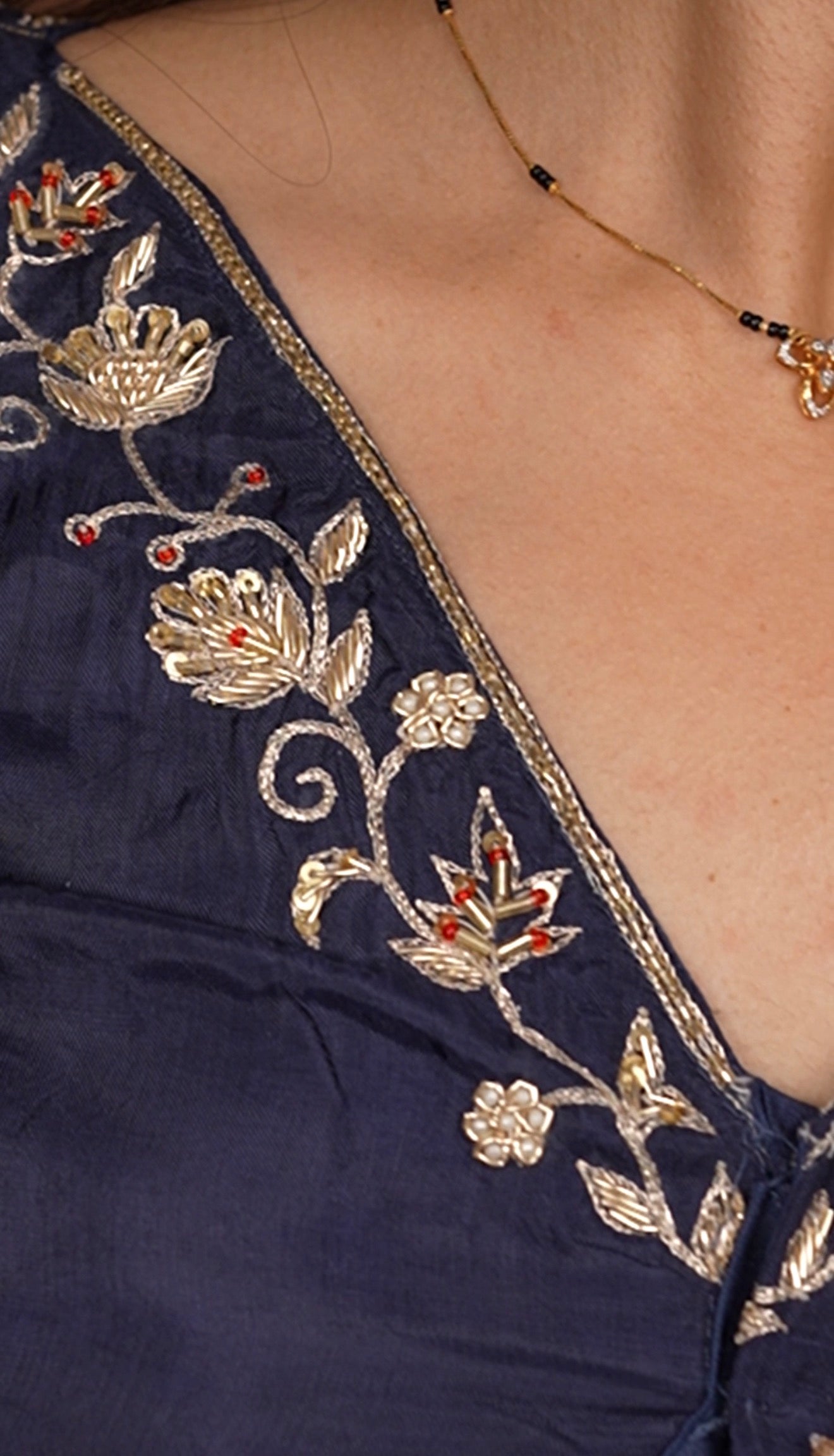 Pure Chiffon Saree with Zardosi Handwork (With Blouse)