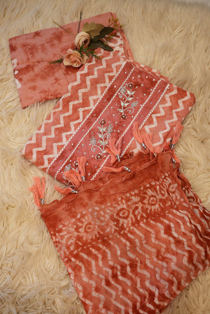 SAWAN SPECIAL PURE COTTON 3-PIECE SUIT (UNSTITCHED) ##SF041