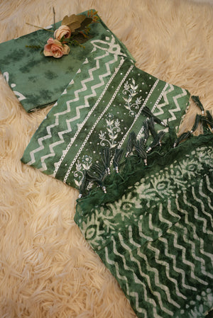 SAWAN SPECIAL PURE COTTON 3-PIECE SUIT (UNSTITCHED) ##SF041