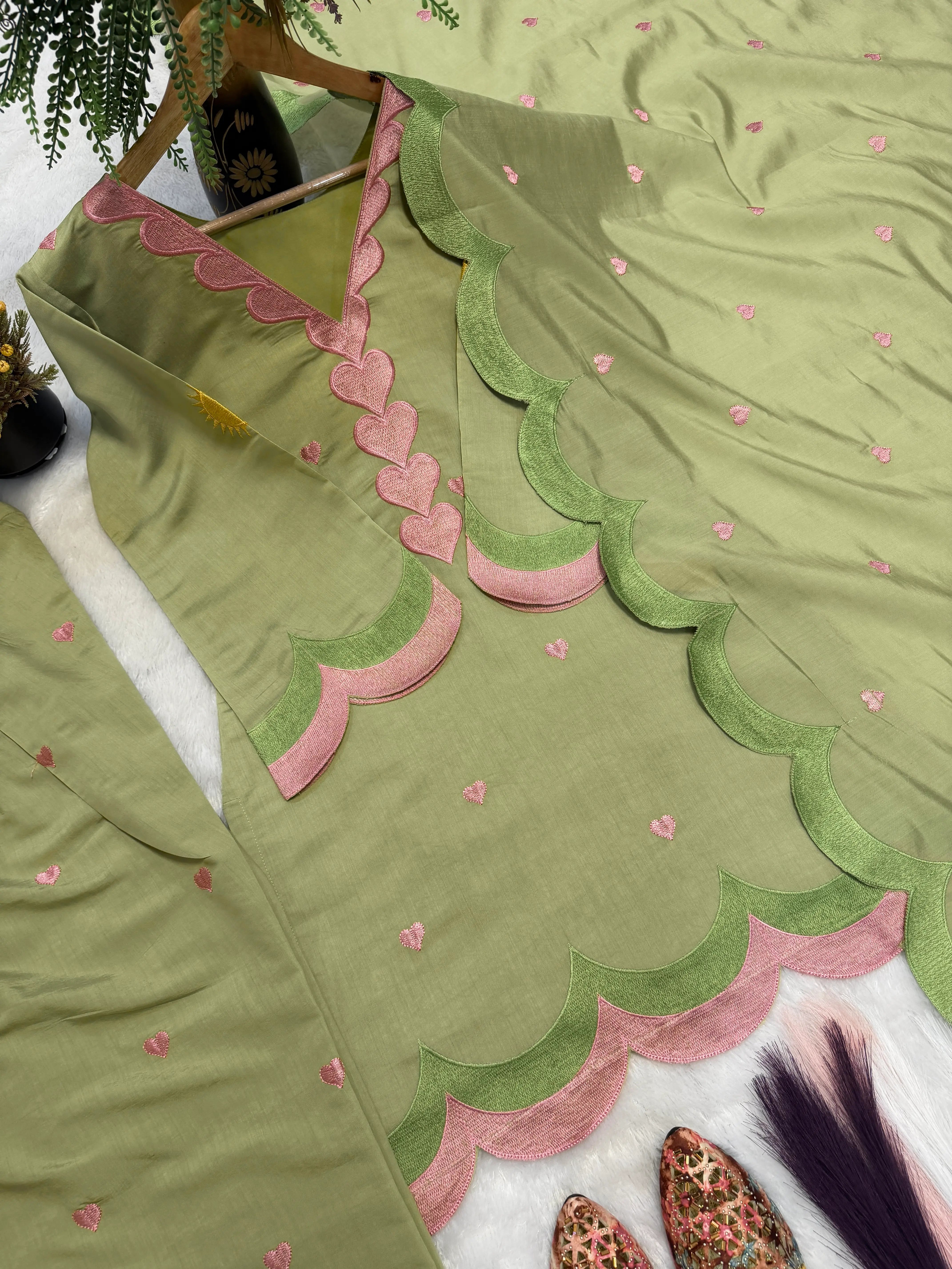 Designer Mal Chanderi Cotton Farshi Salwar Suit Set with Zari Work
