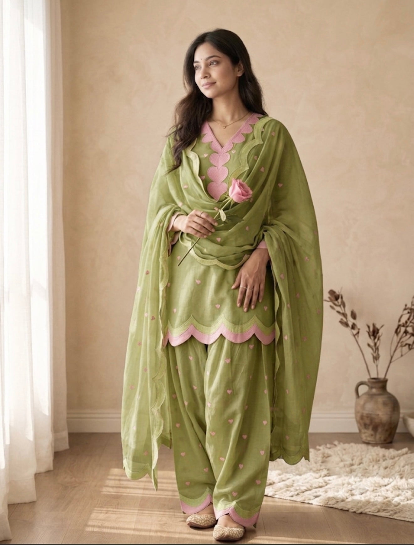 Designer Mal Chanderi Cotton Farshi Salwar Suit Set with Zari Work