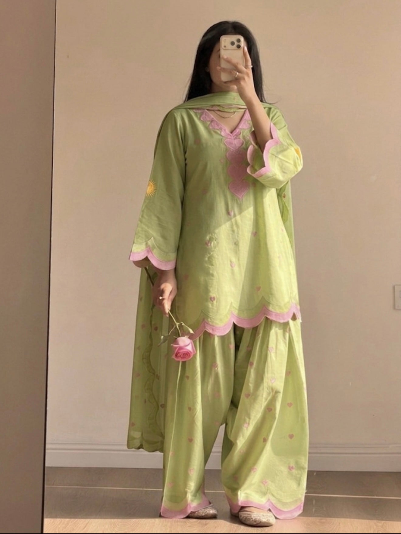 Designer Mal Chanderi Cotton Farshi Salwar Suit Set with Zari Work
