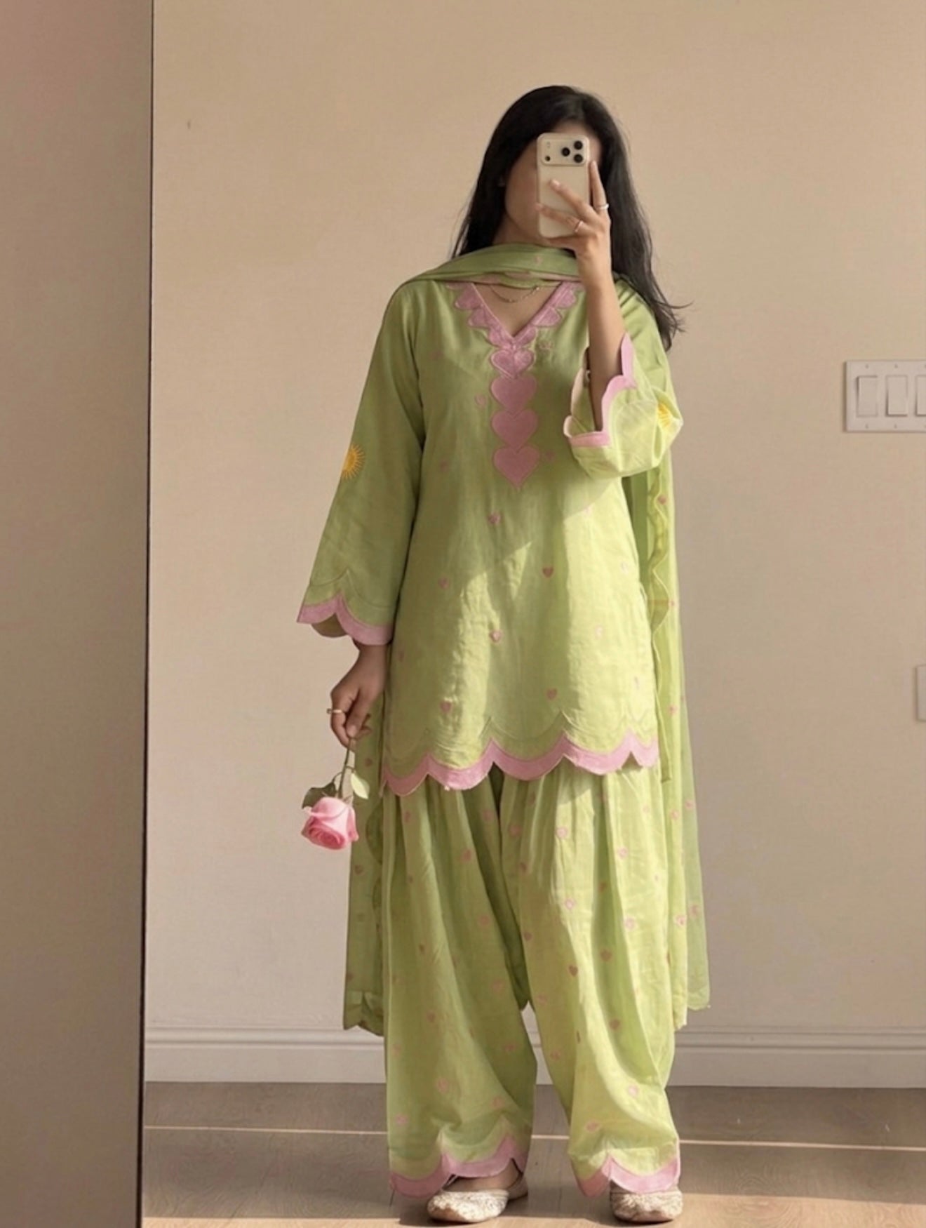 Designer Mal Chanderi Cotton Farshi Salwar Suit Set with Zari Work