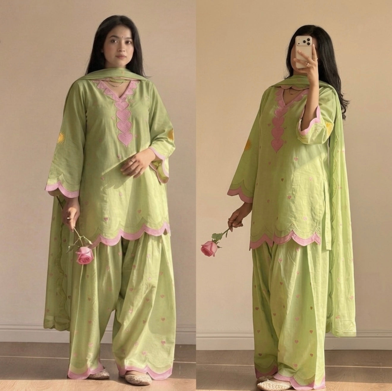 Designer Mal Chanderi Cotton Farshi Salwar Suit Set with Zari Work