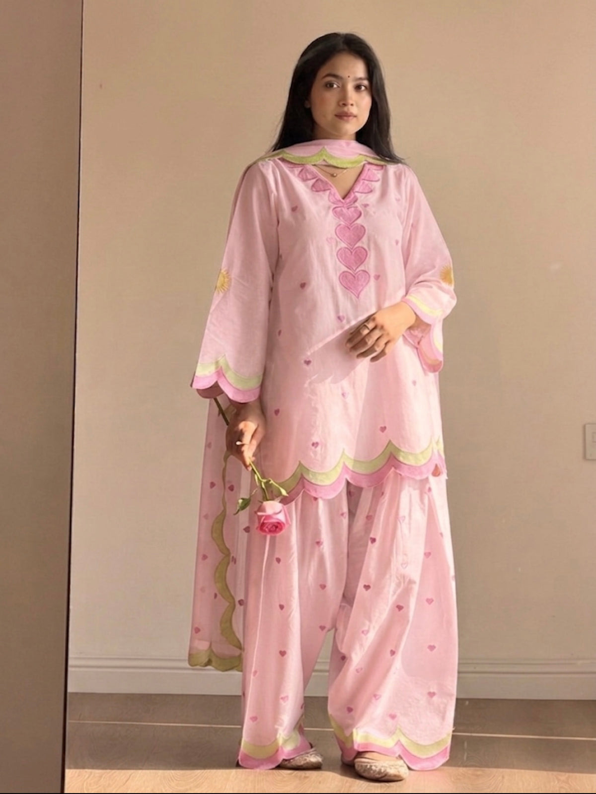 Designer Mal Chanderi Cotton Farshi Salwar Suit Set with Zari Work