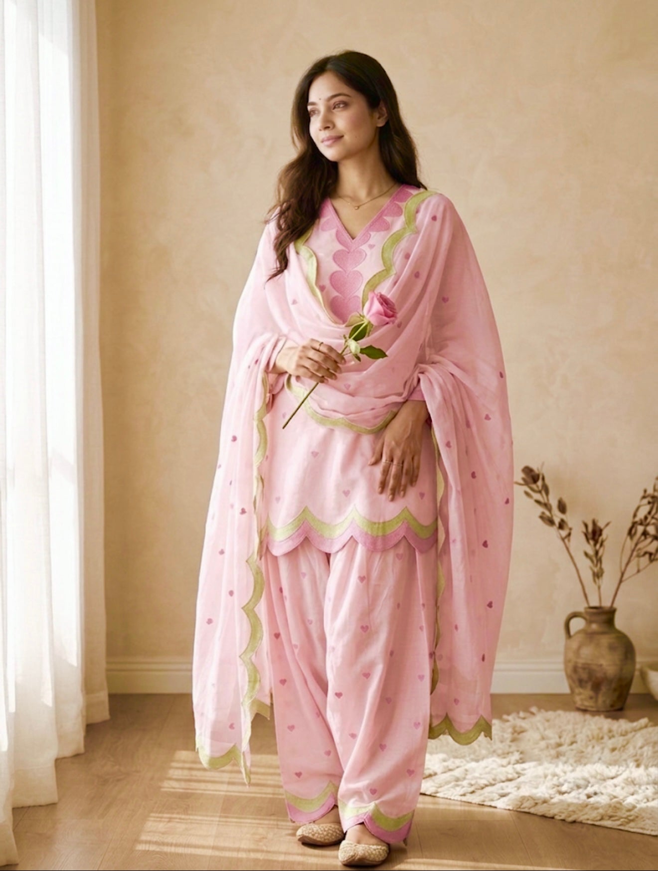 Designer Mal Chanderi Cotton Farshi Salwar Suit Set with Zari Work