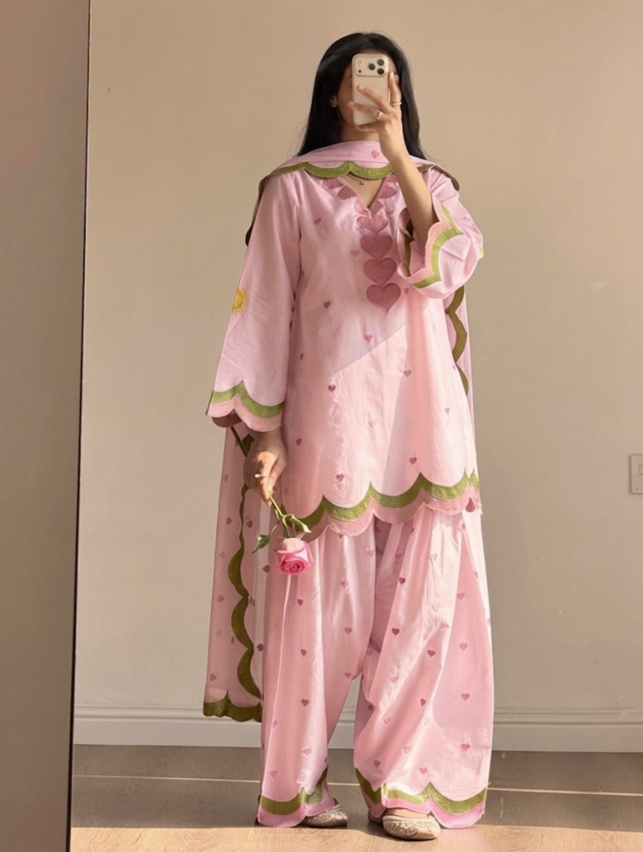 Designer Mal Chanderi Cotton Farshi Salwar Suit Set with Zari Work