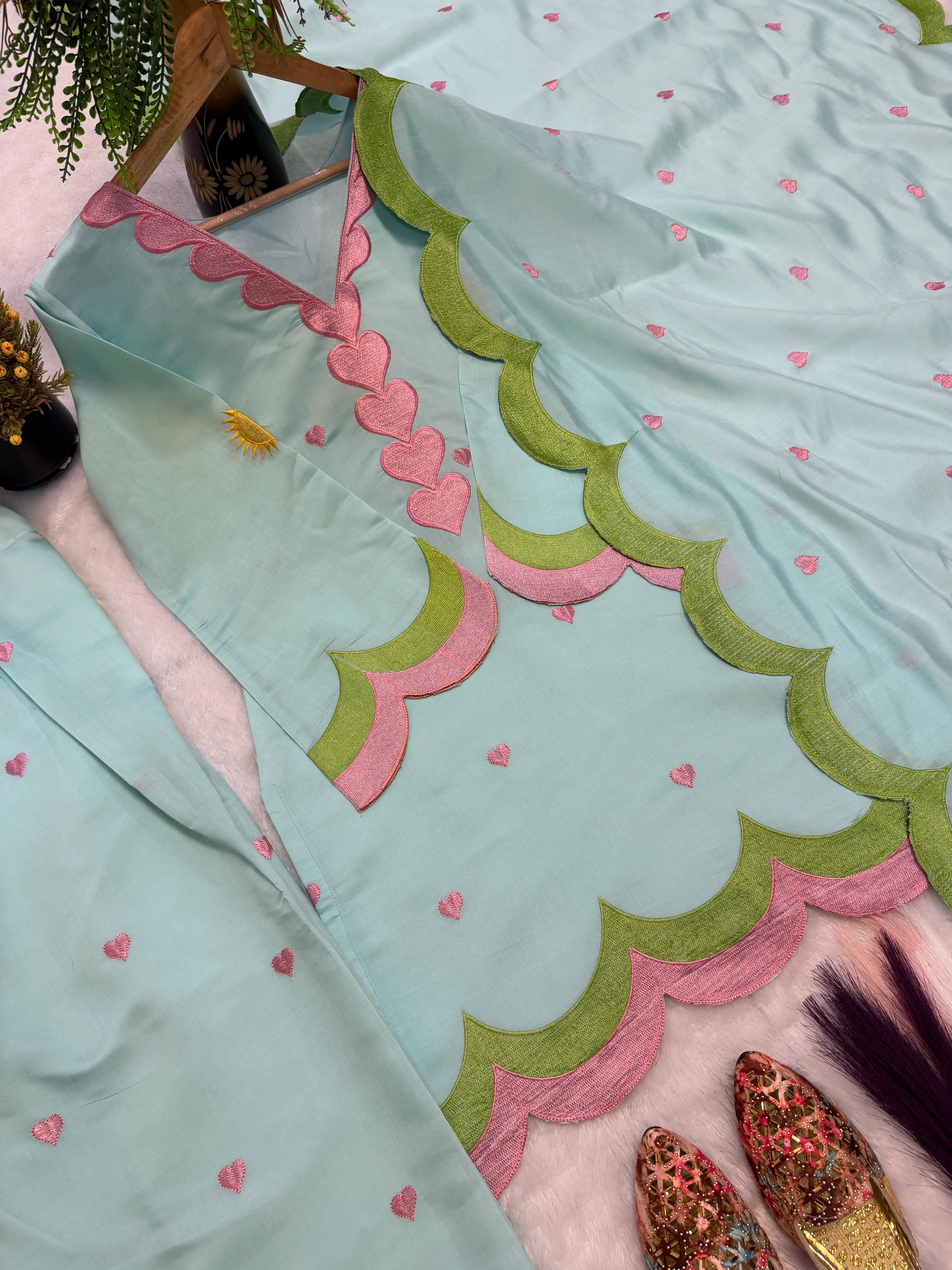 Designer Mal Chanderi Cotton Farshi Salwar Suit Set with Zari Work