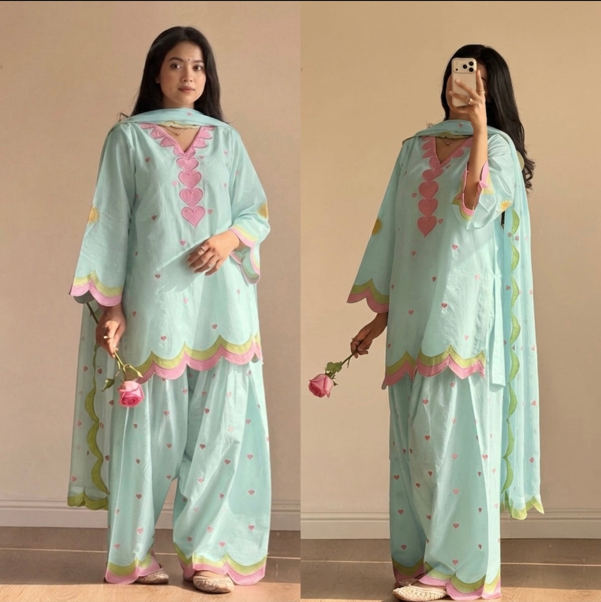 Designer Mal Chanderi Cotton Farshi Salwar Suit Set with Zari Work