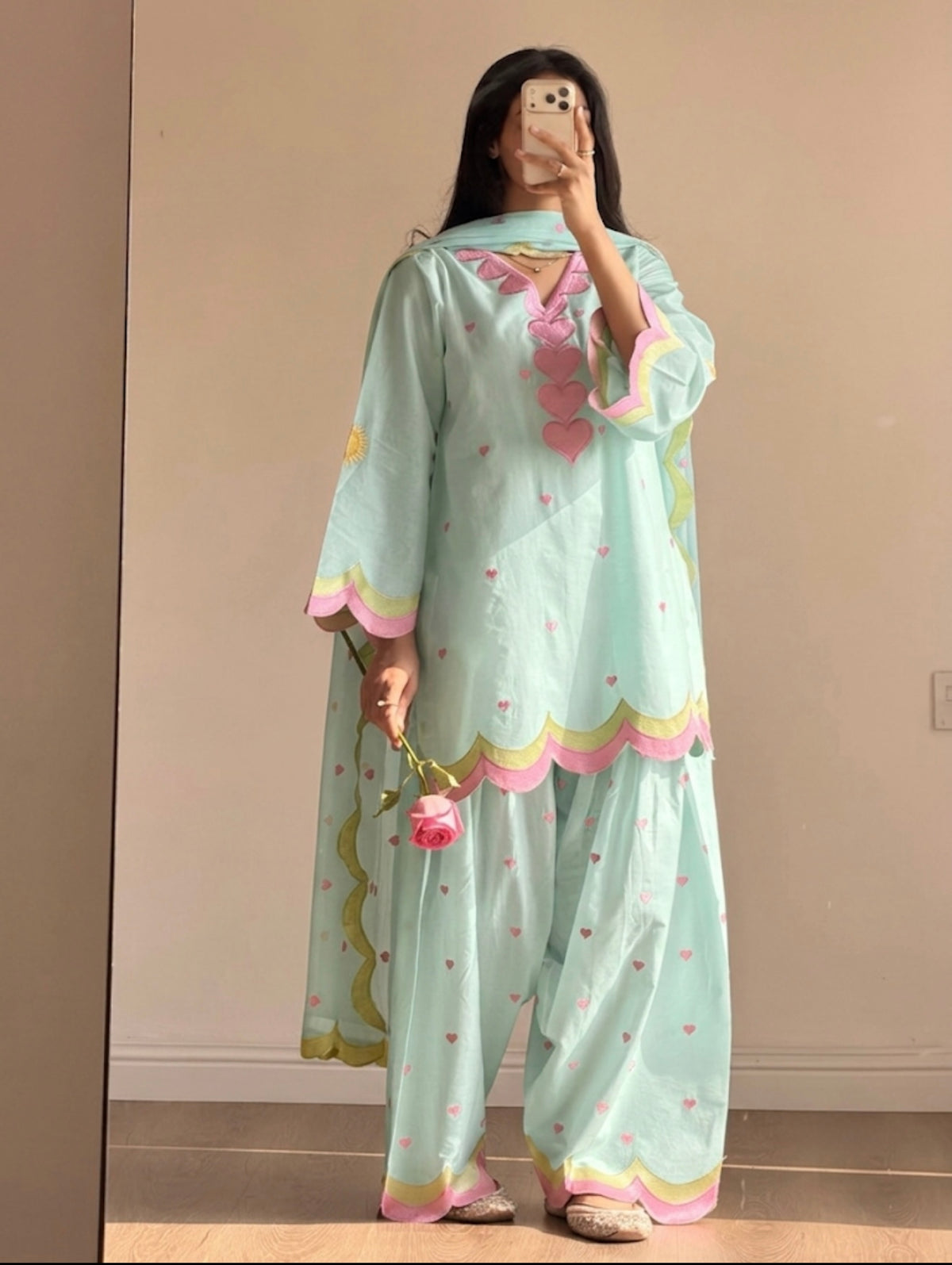 Designer Mal Chanderi Cotton Farshi Salwar Suit Set with Zari Work