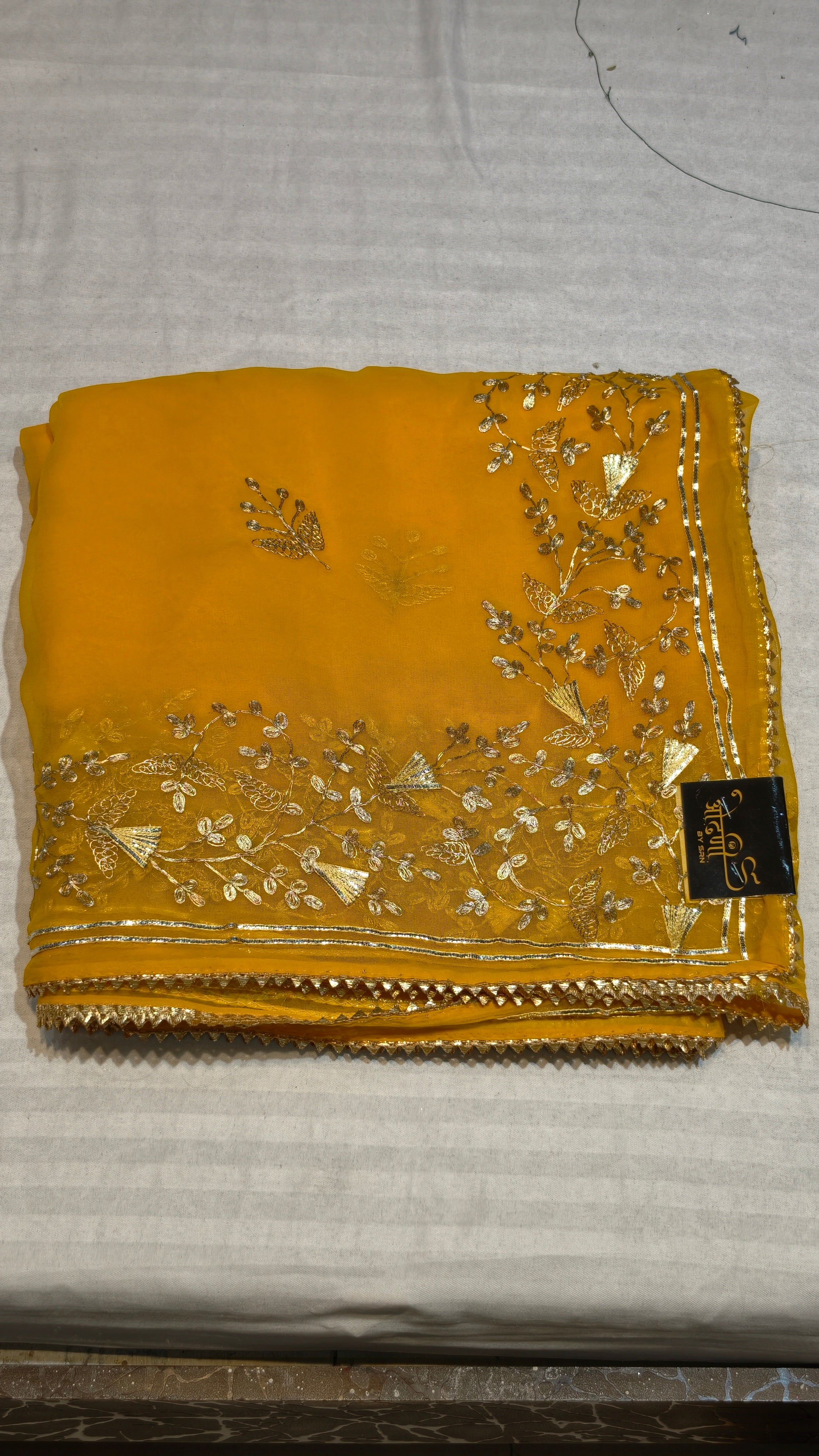 Heavy Pitta Work with Kaccha Gota work on Georgette Fabric Saree