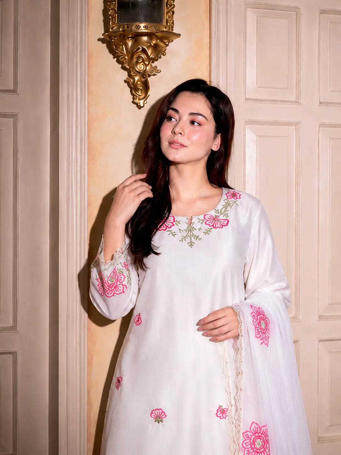 Designer Farshi Shalwar Set with Heavy Embroidery and Full Sleeves