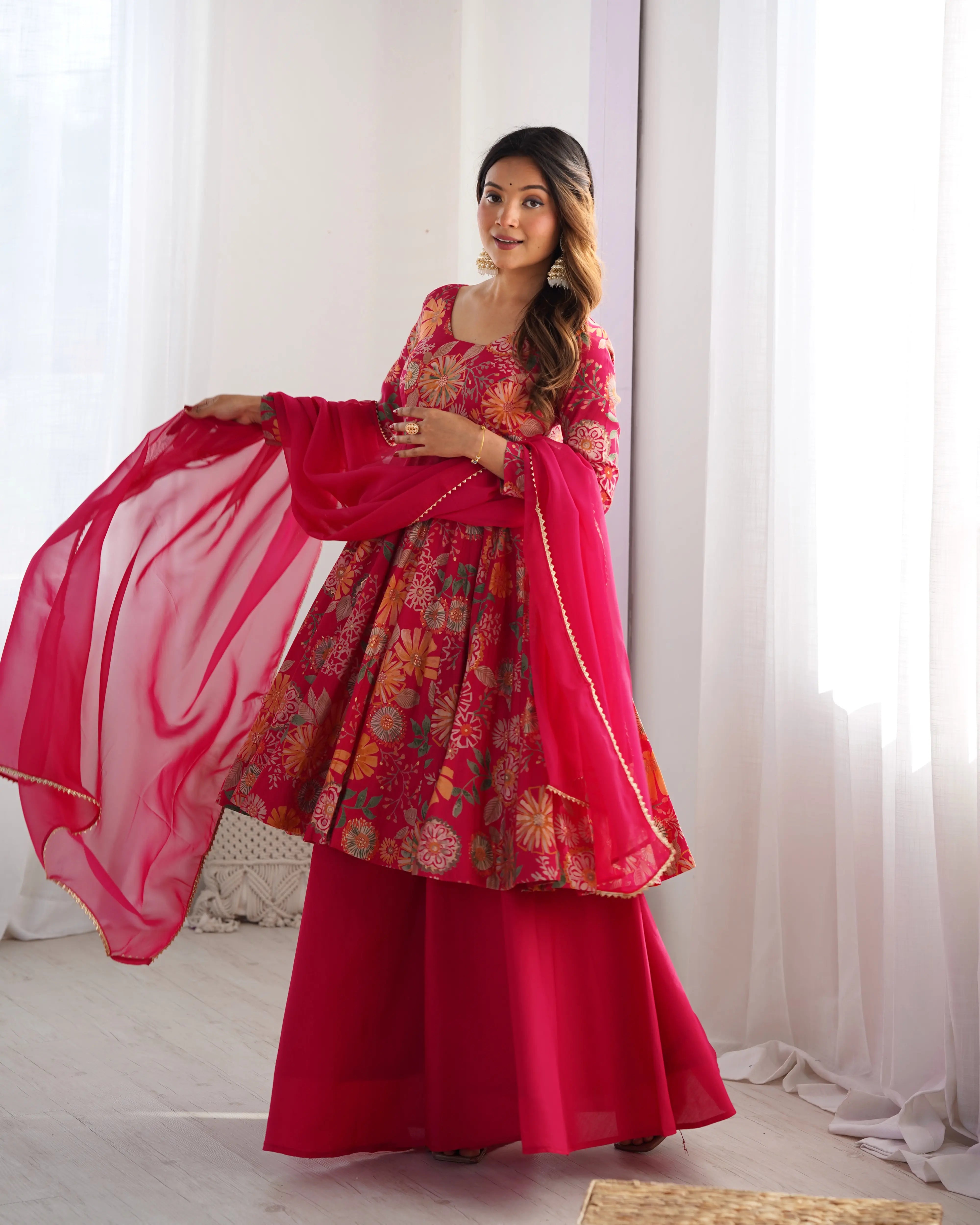 Designer Wedding & Festive Wear Kediya Kurta Palazzo Set for Women