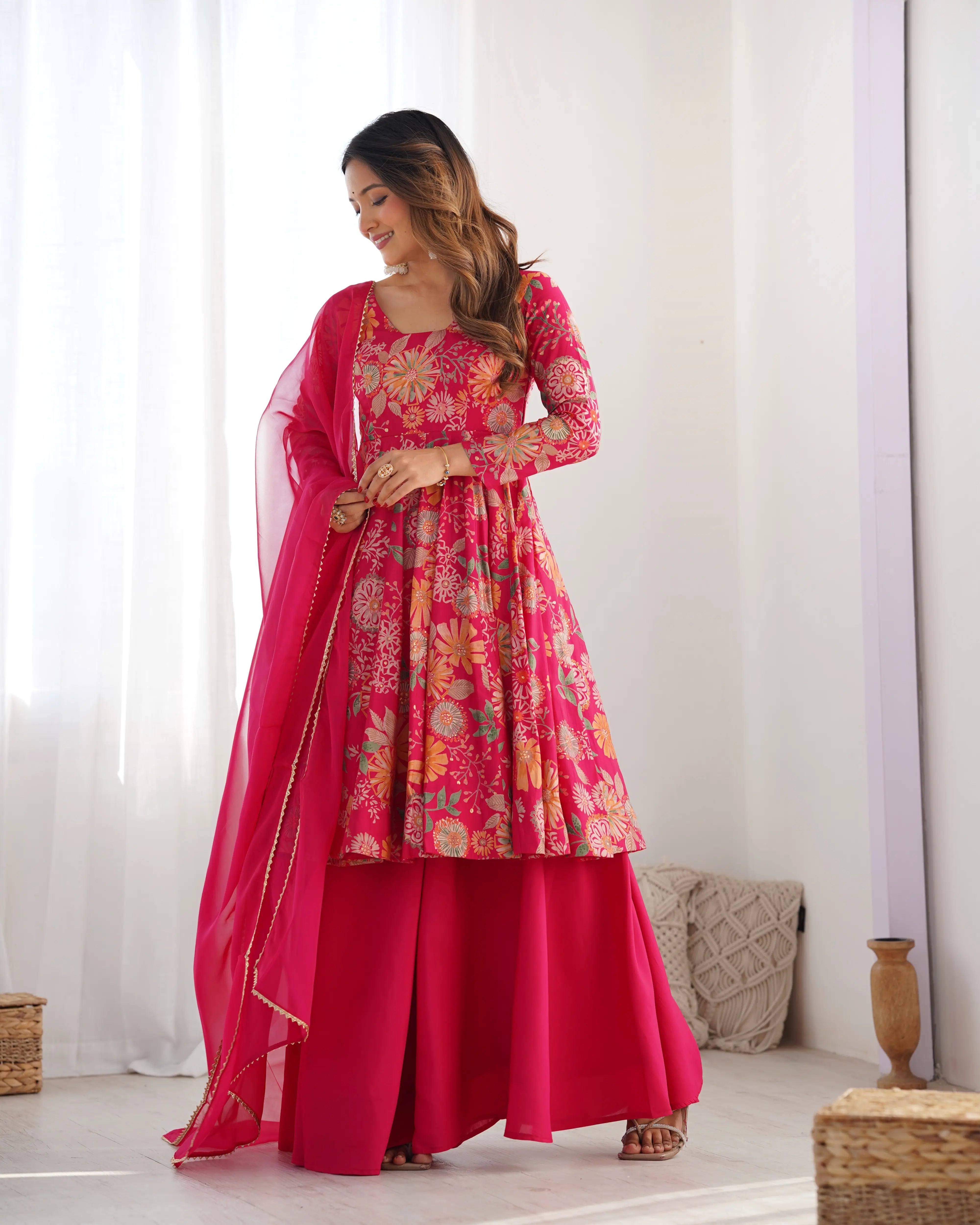 Designer Wedding & Festive Wear Kediya Kurta Palazzo Set for Women