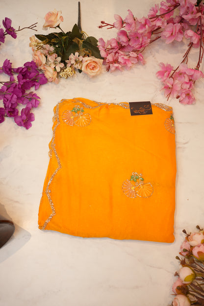 Shimmer Chiffon Sequence with Hand Work Buta and Border ##SR014