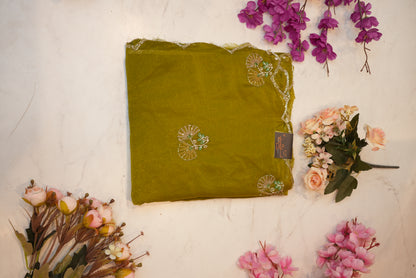 Shimmer Chiffon Sequence with Hand Work Buta and Border ##SR0207
