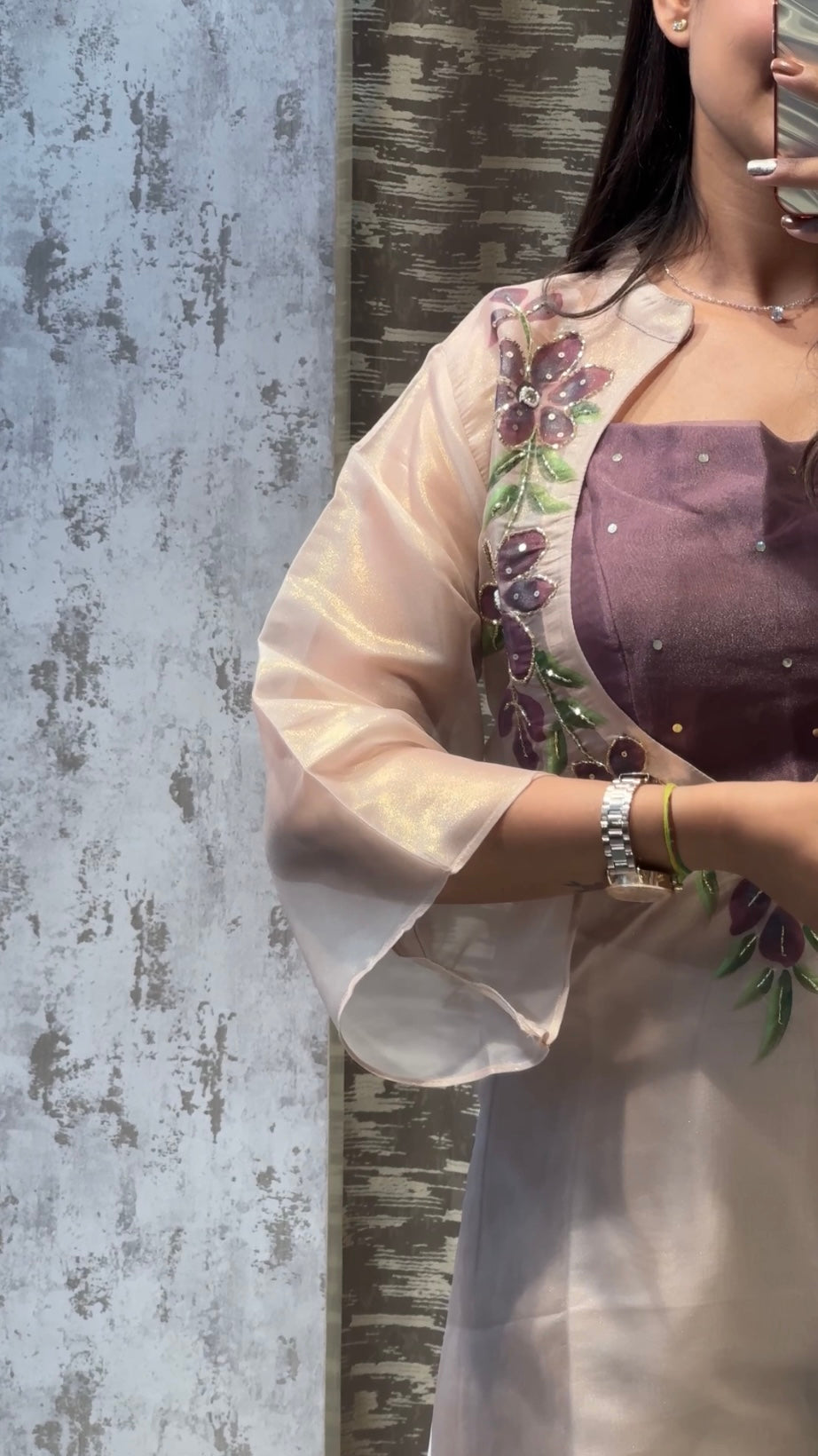 Pastel Organza Floral Handwork Co-ord Set with Tassel Detailing
