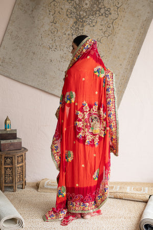 RAJASTHANI PILA WITH LADDU GOPAL DESIGN HANDWROK  ##HC01