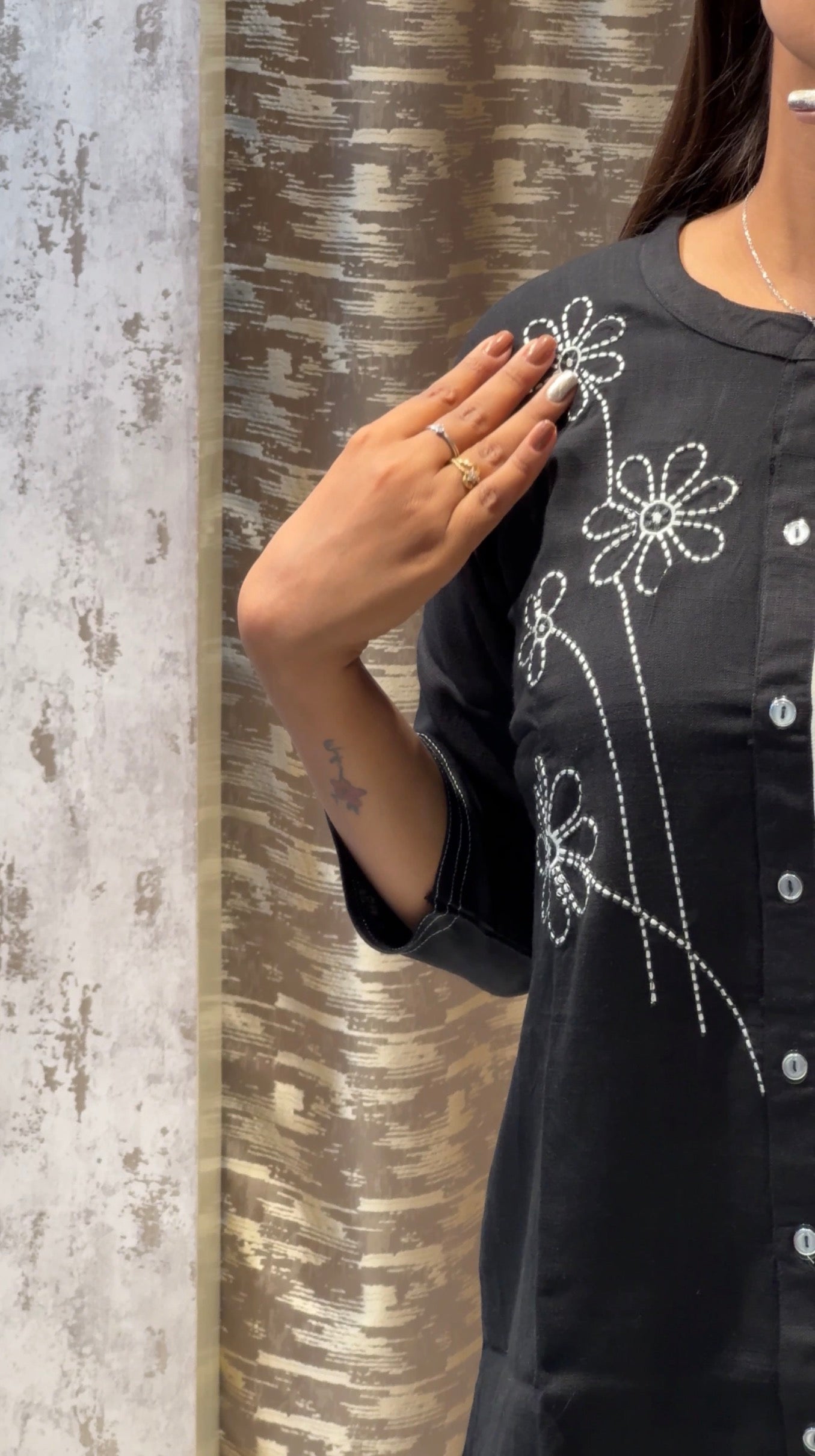Elegant Black Co-ord Set with Floral Embroidery for Women