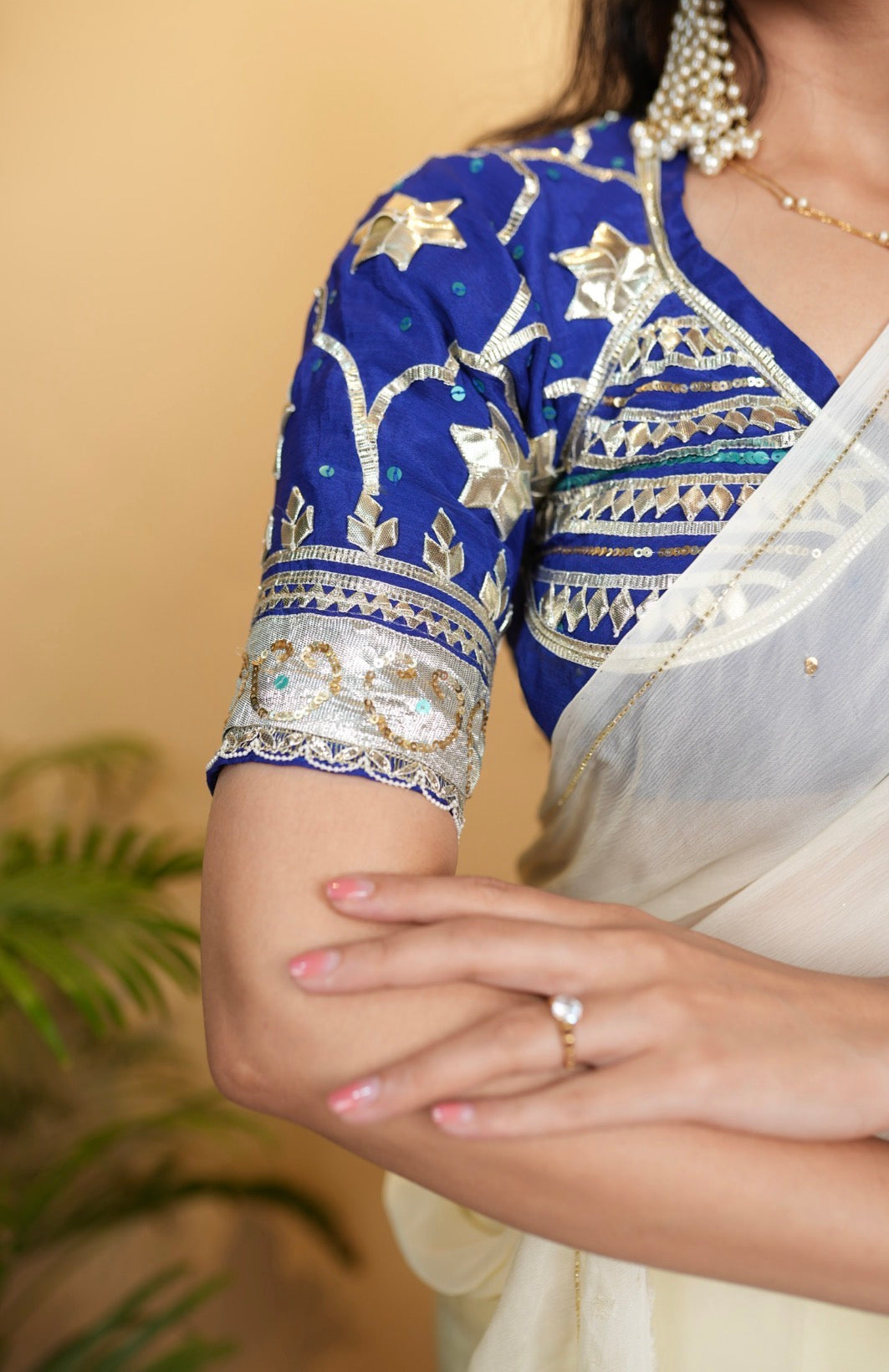 Shikha Rajasthani Aangi Blouse With Silver Gota Patti & Sequence Handwork