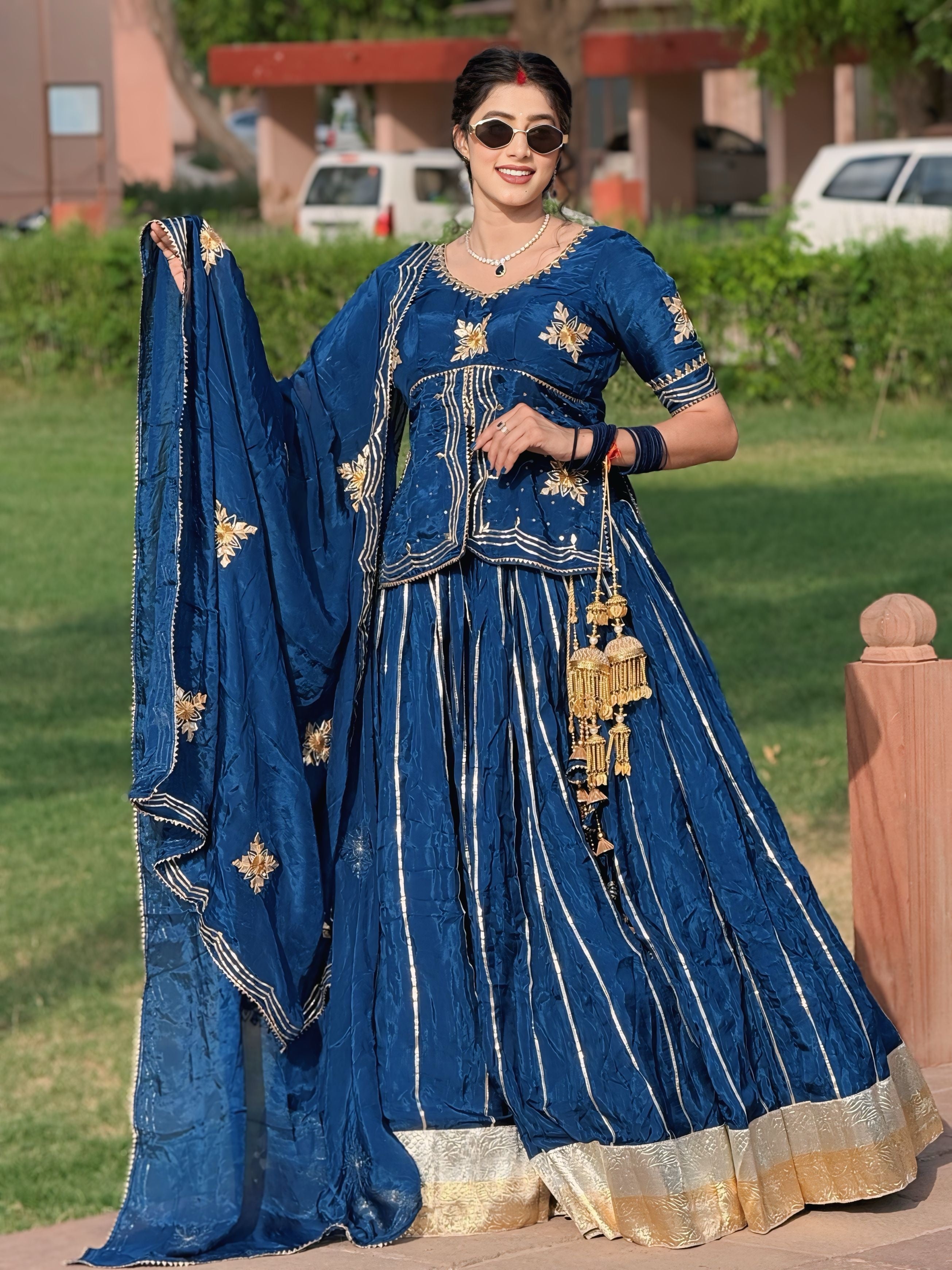 Traditional Gota Patti Handwork Lehenga Kurti Set With Dupatta (Chaniya Choli) (PRE-BOOKING ITEM)