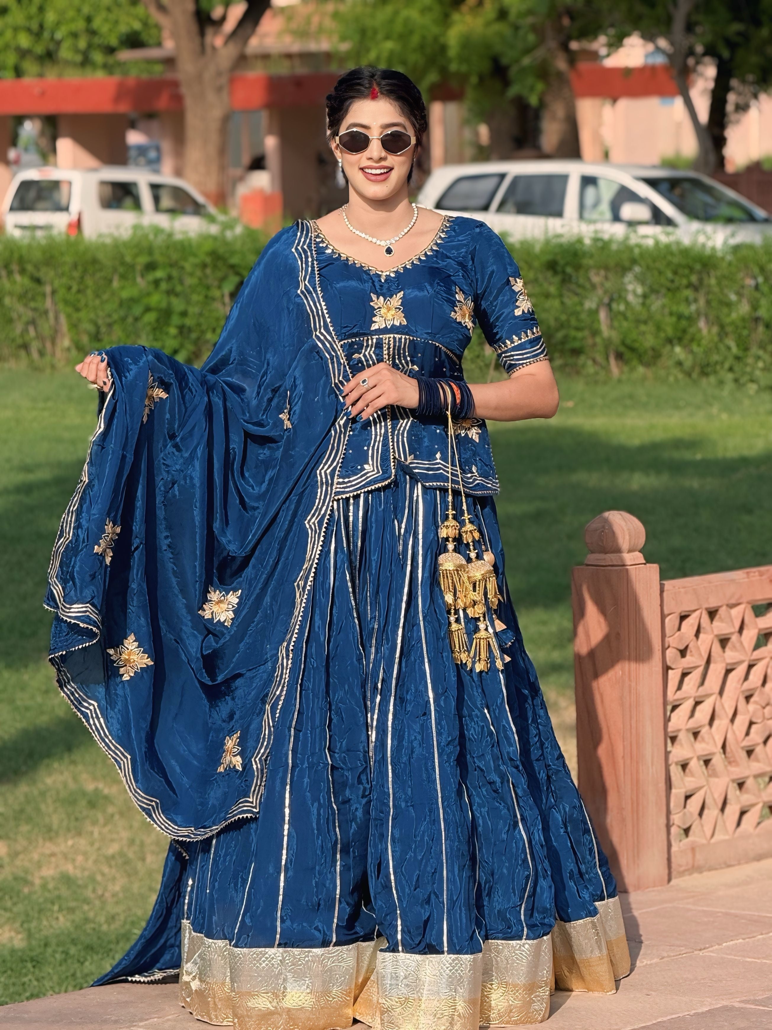 Traditional Gota Patti Handwork Lehenga Kurti Set With Dupatta (Chaniya Choli) (PRE-BOOKING ITEM)