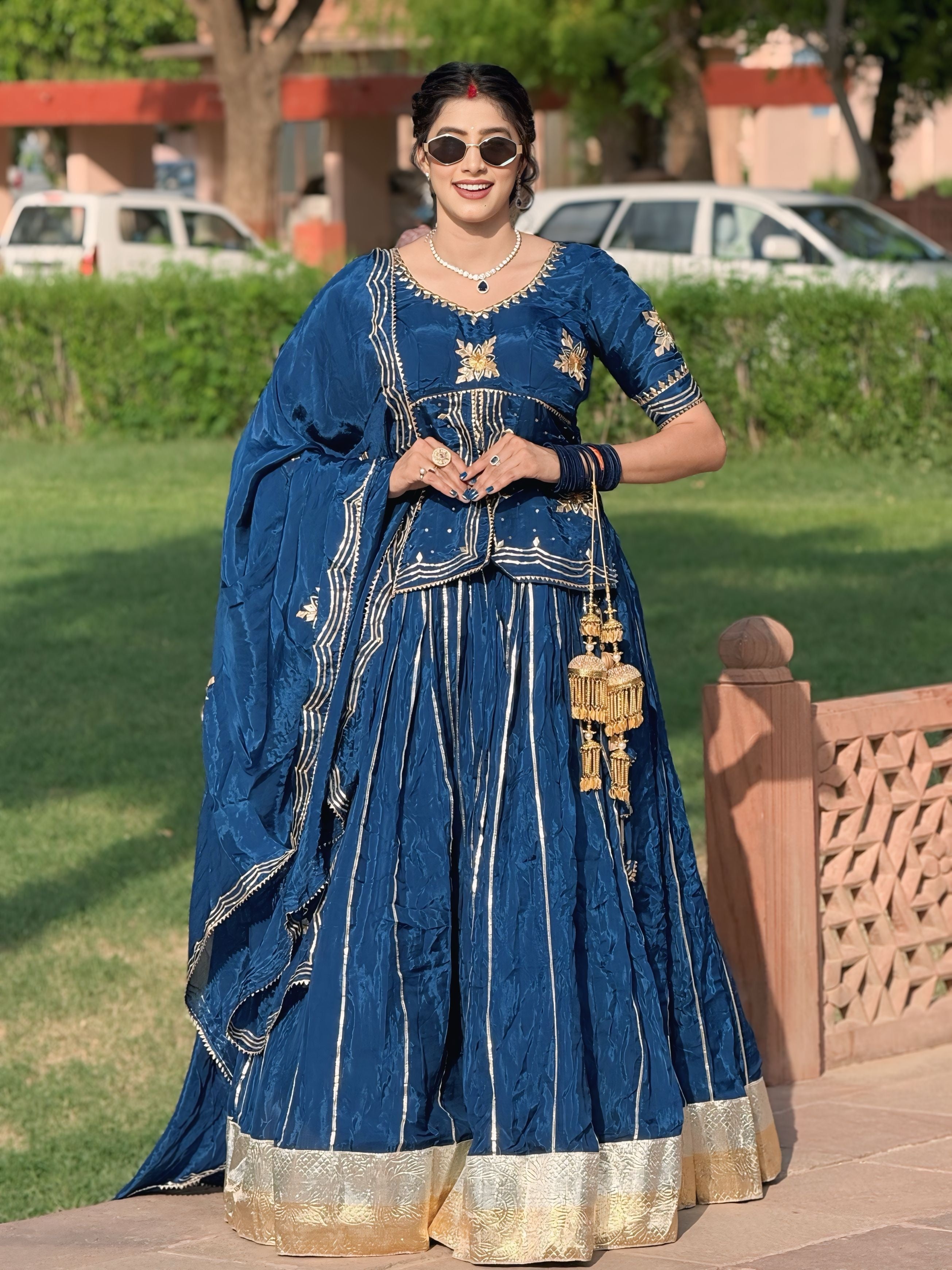 Traditional Gota Patti Handwork Lehenga Kurti Set With Dupatta (Chaniya Choli) (PRE-BOOKING ITEM)