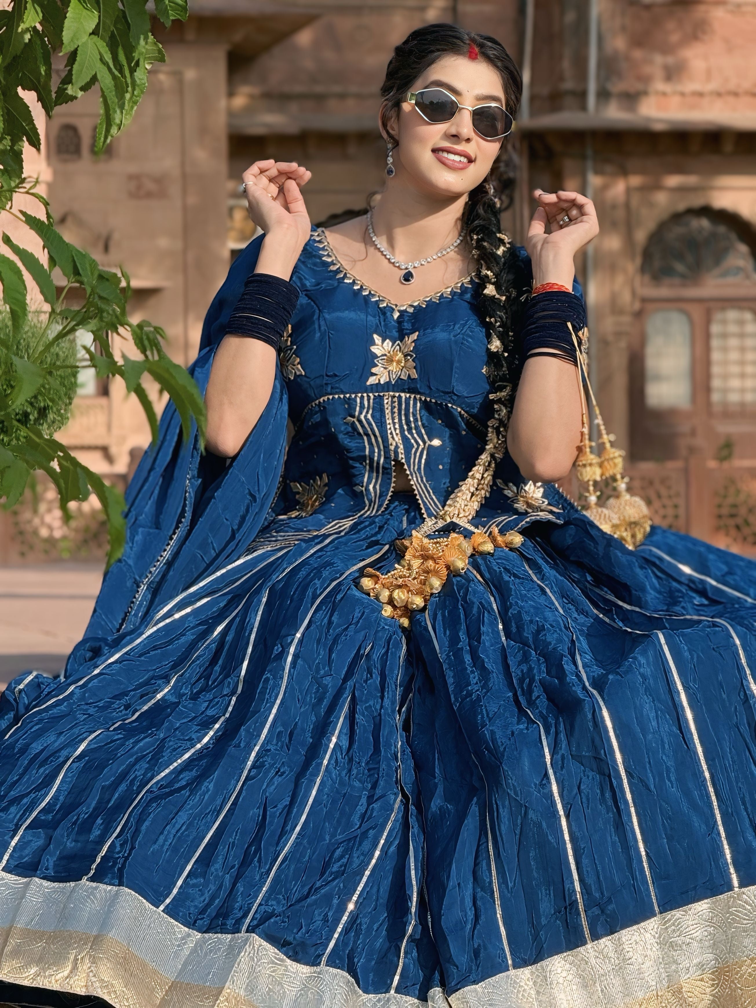 Traditional Gota Patti Handwork Lehenga Kurti Set With Dupatta (Chaniya Choli) (PRE-BOOKING ITEM)