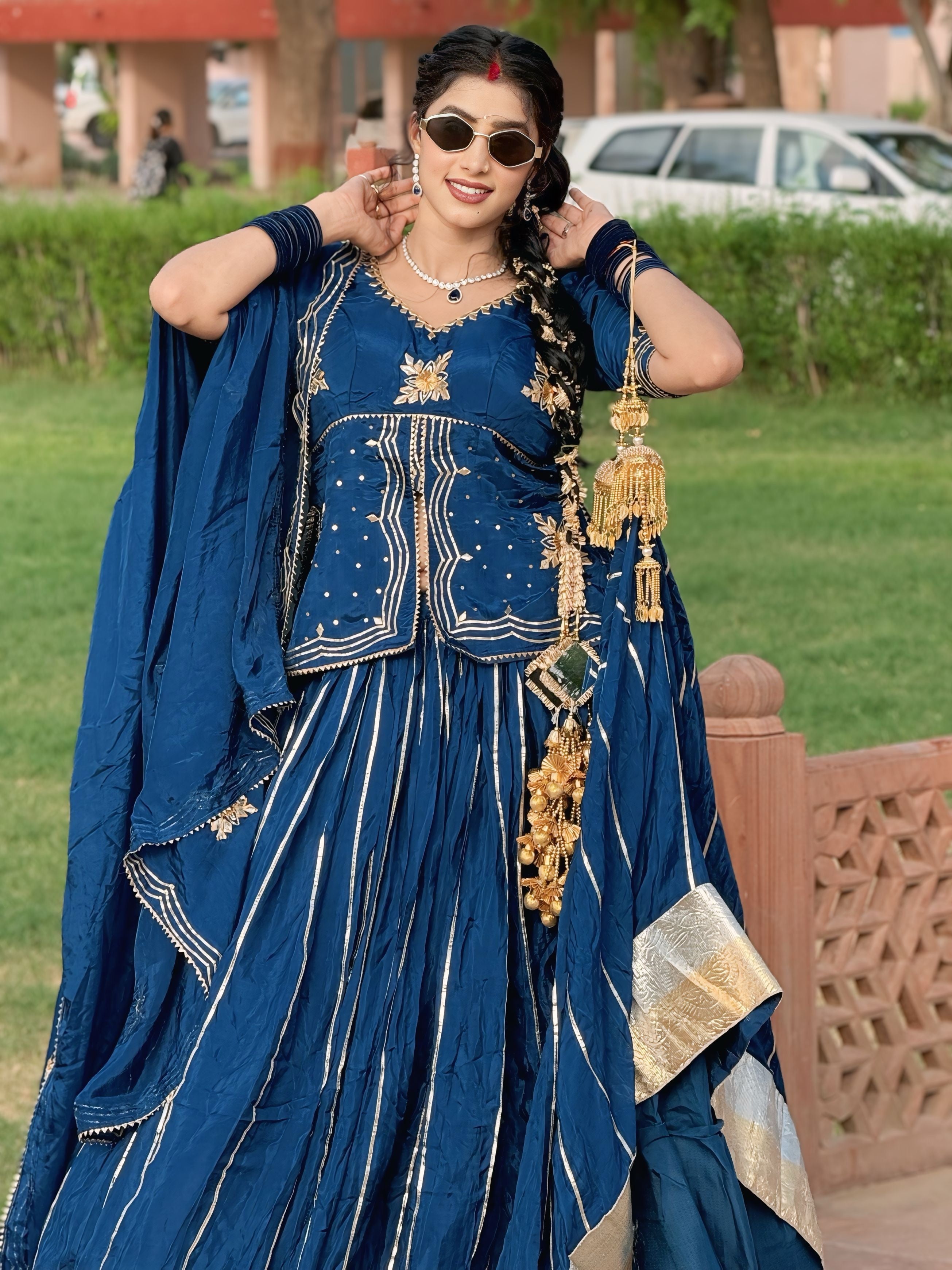 Traditional Gota Patti Handwork Lehenga Kurti Set With Dupatta (Chaniya Choli) (PRE-BOOKING ITEM)