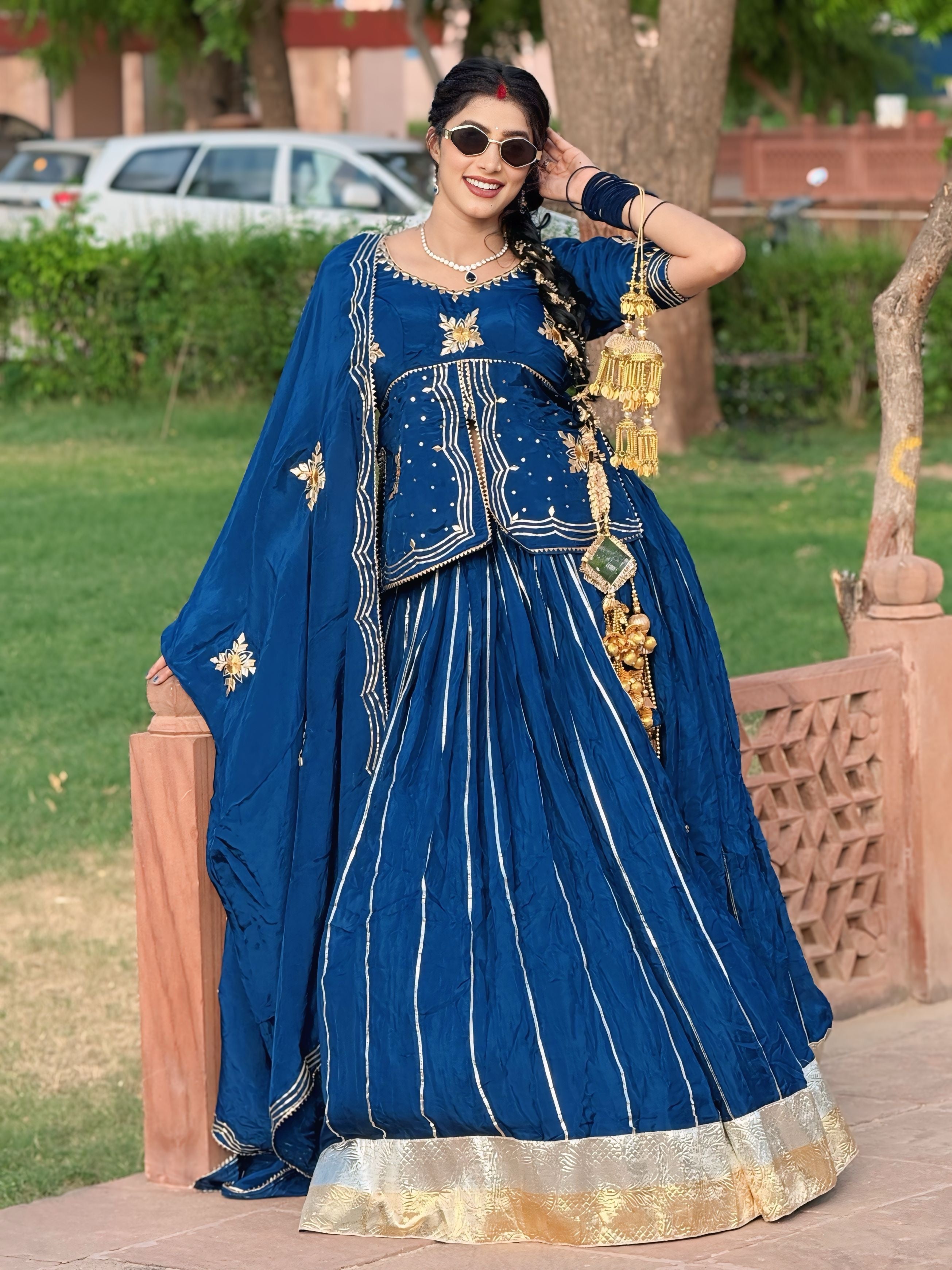 Traditional Gota Patti Handwork Lehenga Kurti Set With Dupatta (Chaniya Choli) (PRE-BOOKING ITEM)
