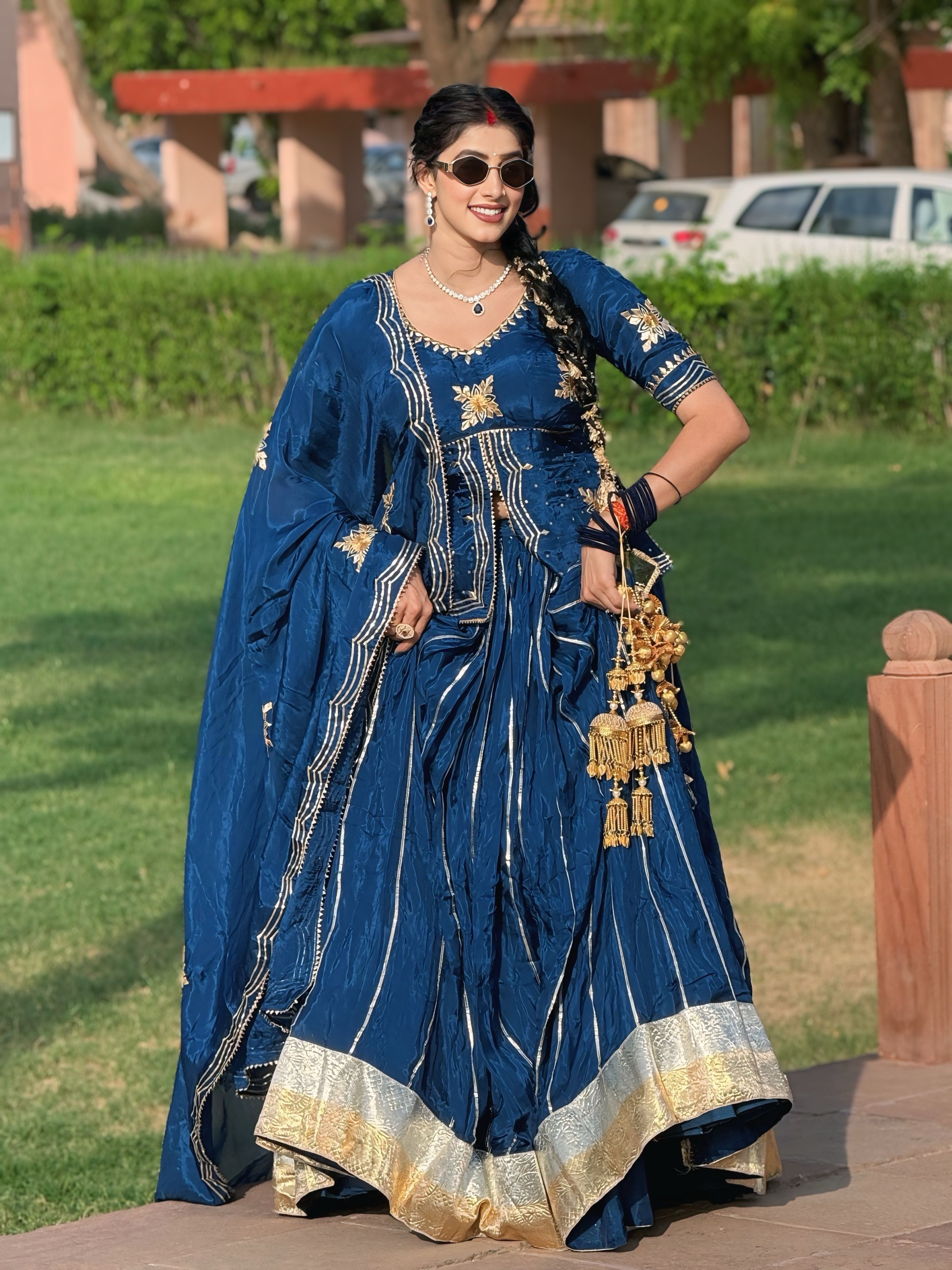 Traditional Gota Patti Handwork Lehenga Kurti Set With Dupatta (Chaniya Choli) (PRE-BOOKING ITEM)