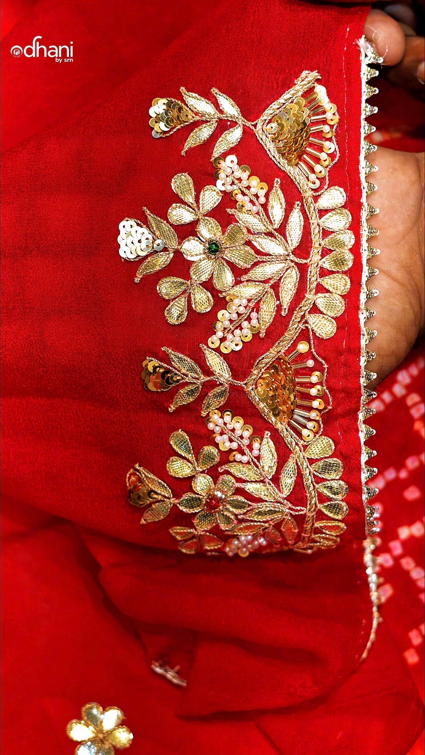 Bandhani Gota Patti Embroidered Saree With Designer Blouse
