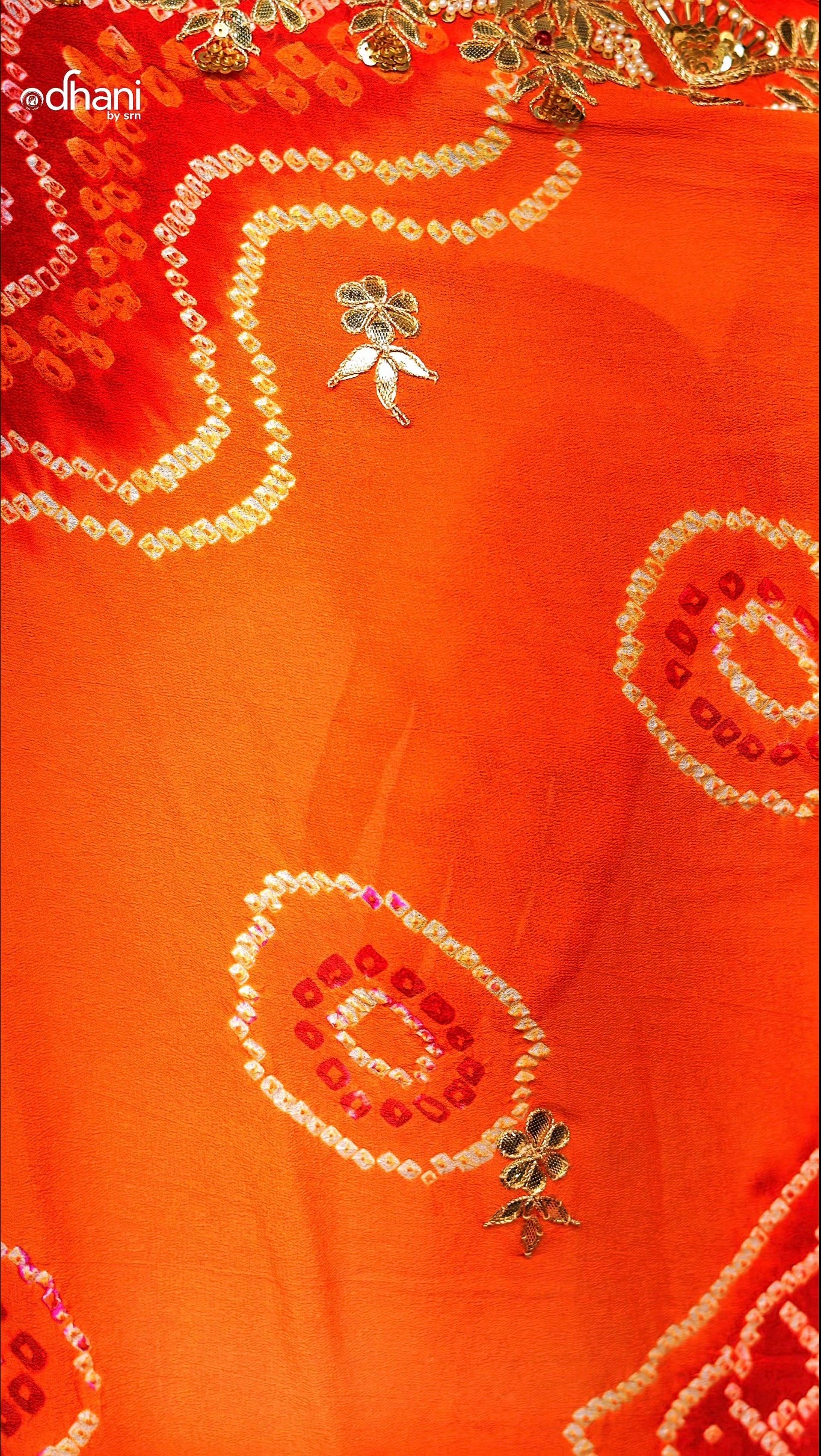 Bandhani Gota Patti Embroidered Saree With Designer Blouse